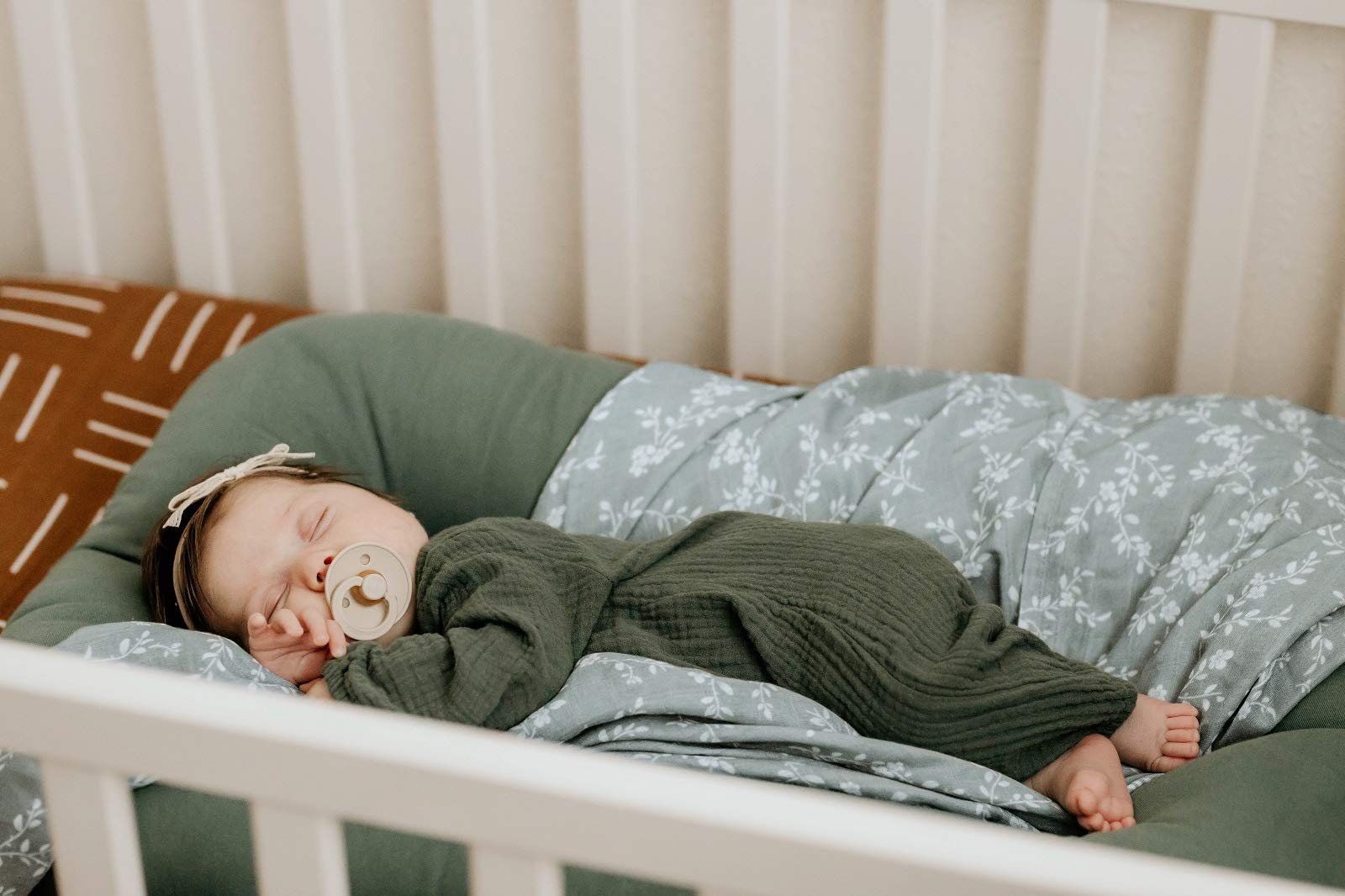 Bloom Blue Muslin Cotton Swaddle Blanket – Lightweight Floral Baby Blanket, Newborn Essential