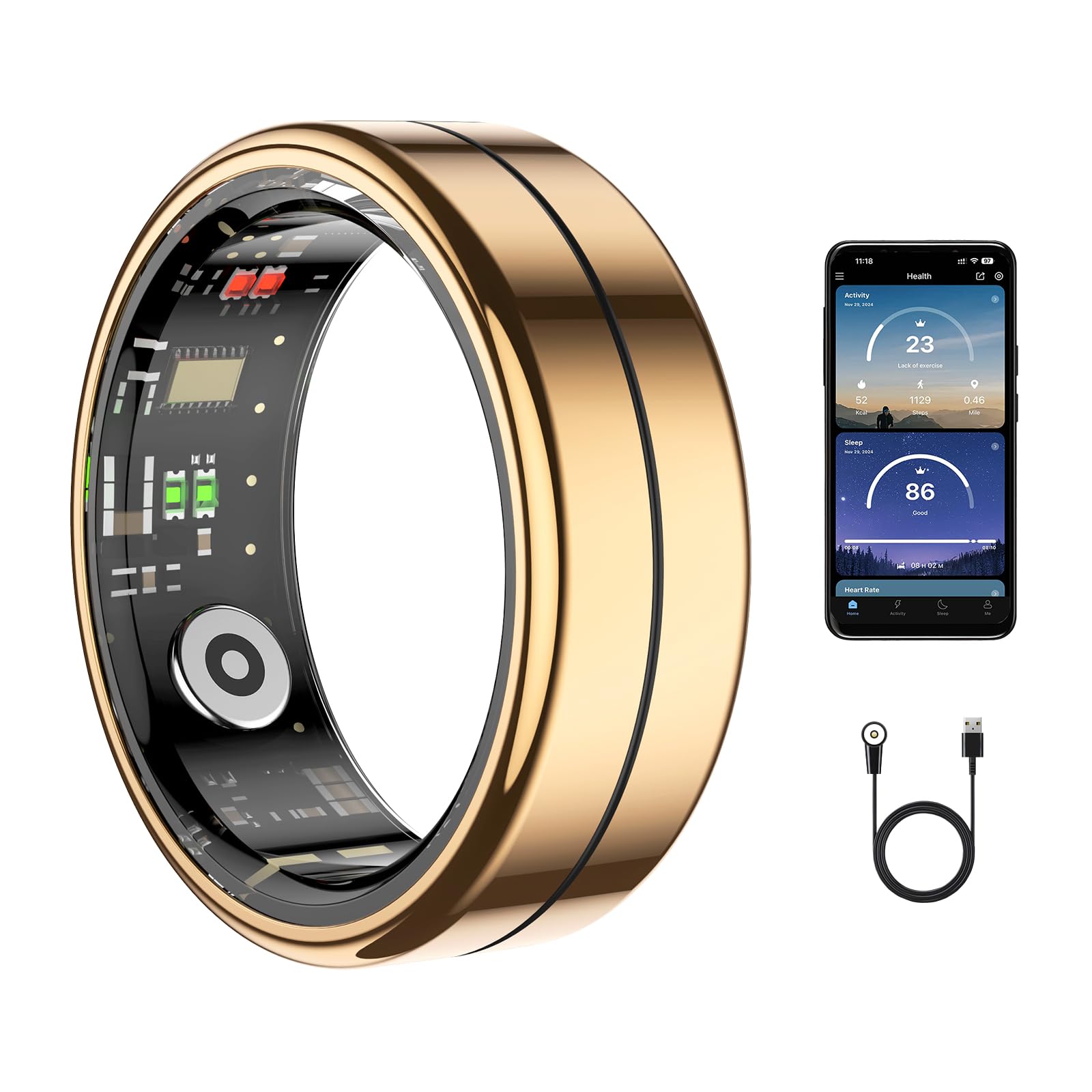 Weyrinice Smart Ring Health Tracker Health Rings for Women Men No Subscription Required Long-Lasting Battery Sleep Rings Fitness