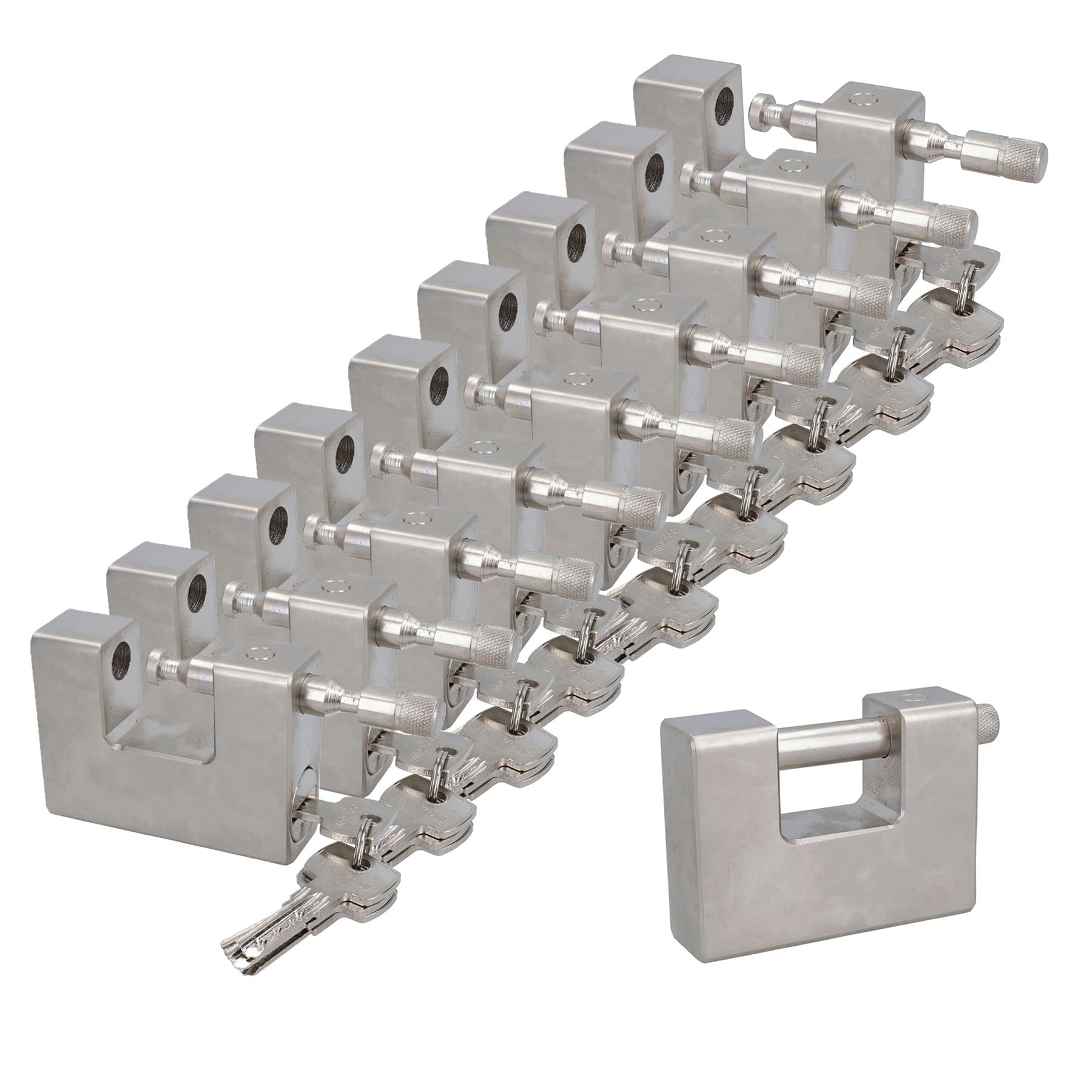 95mm Heavy Duty Padlock Lock for Steel Shutters Warehouse Containers 5 Keys 10pk