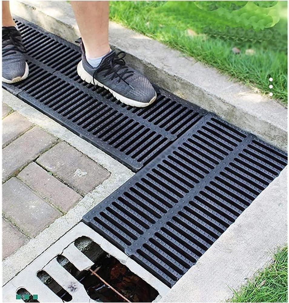 溝排水格子排水ストレーナープラスチック格子、溝溝線形下水道カバー詰まり防止、ガレージドライブウェイ芝生用長方形雨水井戸カバー