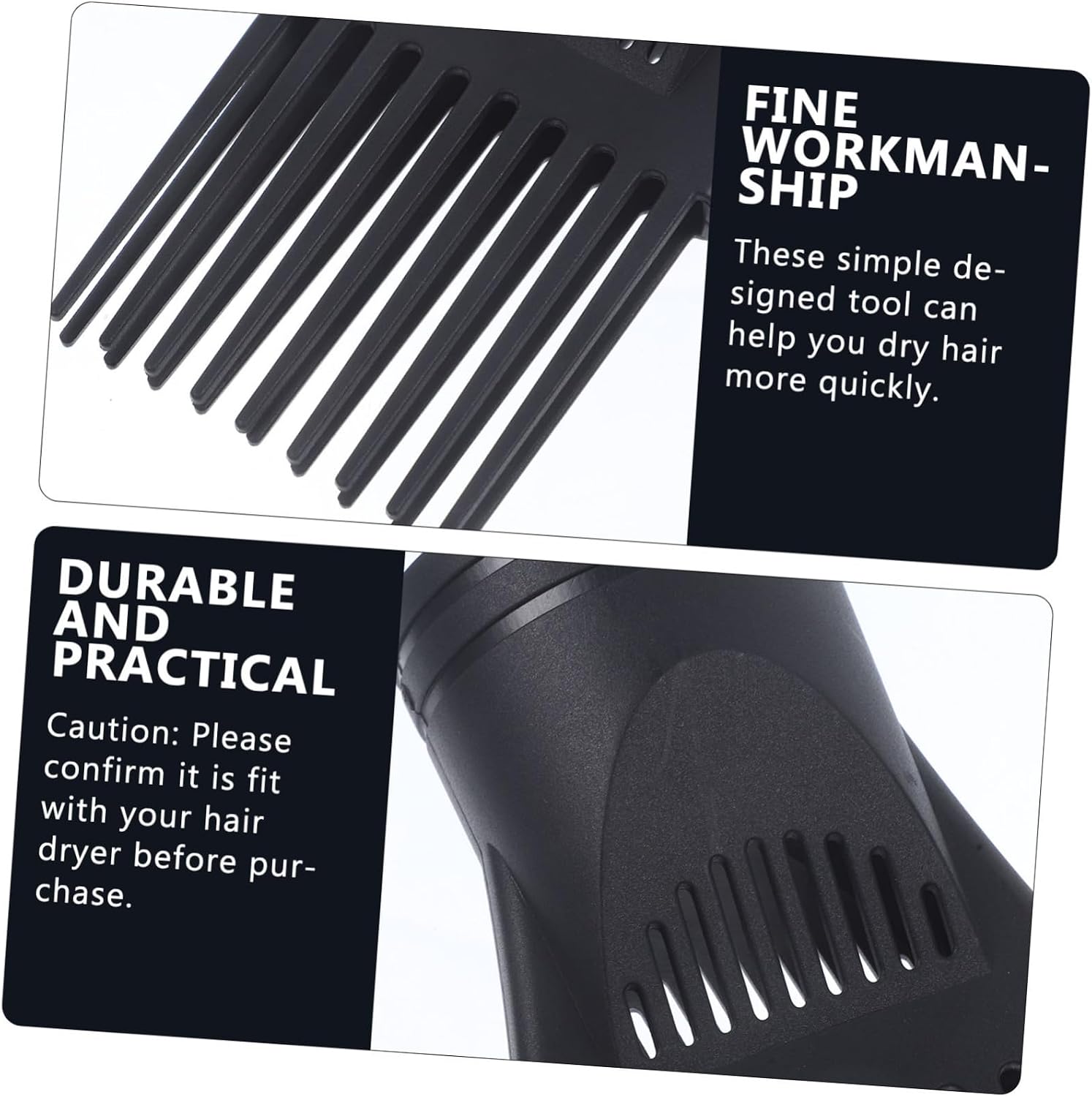 PartyKindom 3pcs Professional Hair Dryer Comb Set Detangling Tool for Curly Hair Wind Comb Accessory