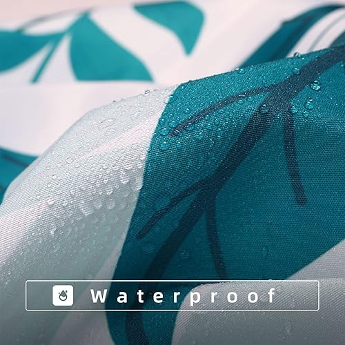 Miniatura 3 de ROCK CLOUD Cortina de ducha de hojas florales, impermeable, juego de cortinas de baño con 12 ganchos, patrón botánico decorativo de hojas, lavable a