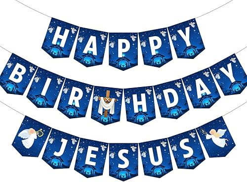 Cartel de Jesús de feliz cumpleaños, decoración religiosa de Navidad para fiestas de Navidad y Navidad para cristianos, escena de pesebre, Navidad,