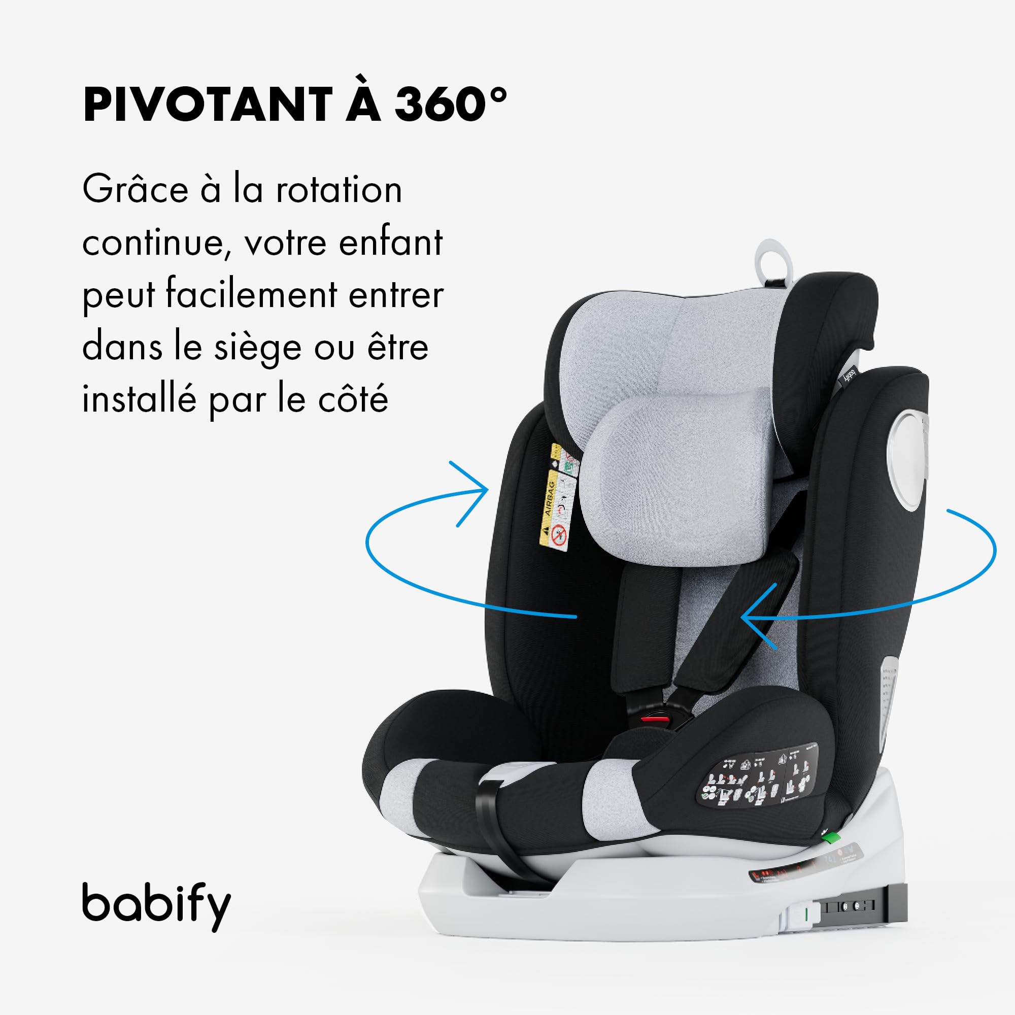 Babify Onboard Siege Auto ECE R129/i-Size, Bebe 0 à 36kg, Siege Auto Isofix Groupe 0 1 2 3, Siège Auto Bébé et Enfants de 0 à 12 Ans, Sièges Auto Pivotant 360, Ergonomique, Rehausseur Voiture Enfant