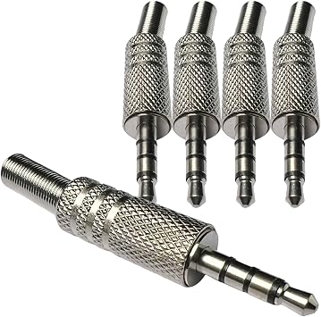 CESS 3.5mm 4-Pole TRRS Male Construction Plug Repair Headphone Jack Audio Soldering (5 Pack)