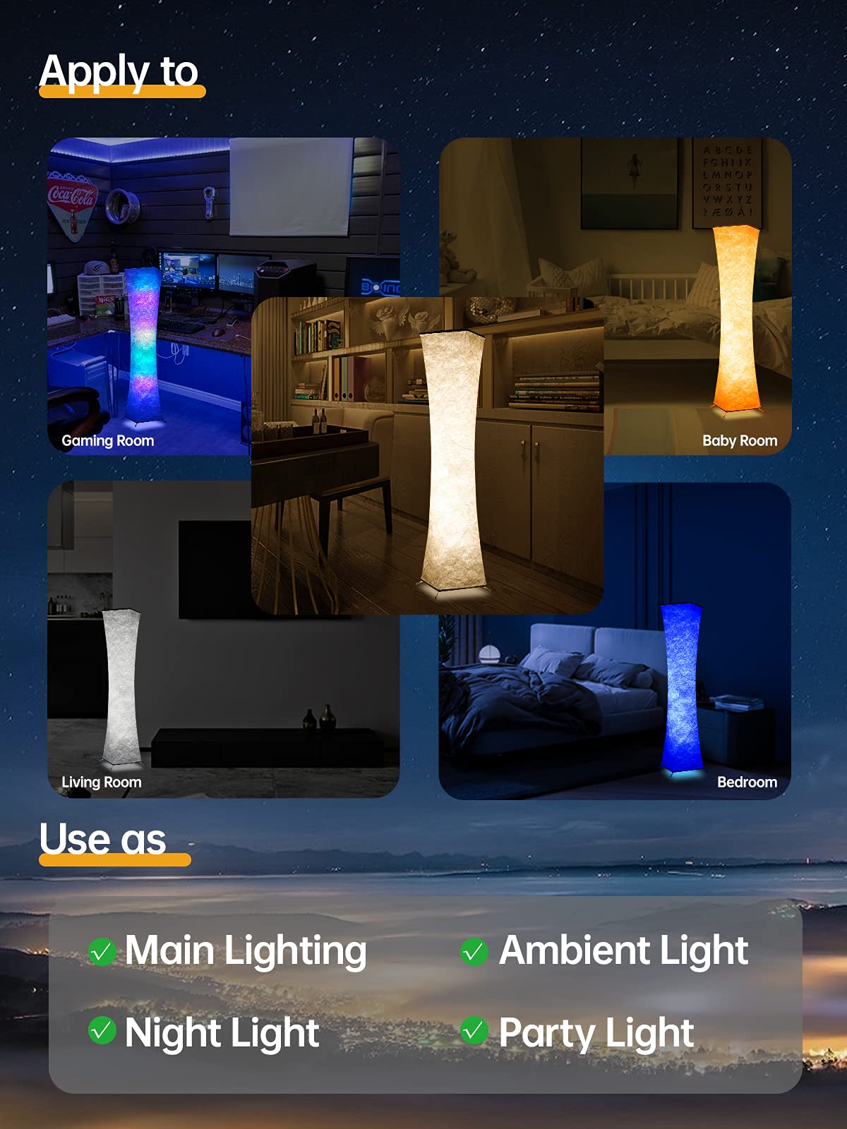 Lampada da Terra LED da Soggiorno Dimmerabile, Piantana Intelligente RGB Moderna, Lampada da Terra con Telecomando, Tessuto, Lampada da Terra Bianca per la Camera da letto, Sala Giochi, 156cm