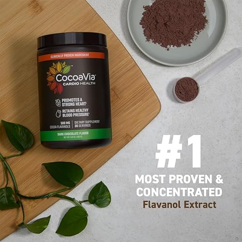 Miniatura 2 de CocoaVia Cardio Health Cacao en polvo, 60 porciones, 500 mg de flavanoles de cacao, ayuda a la salud del corazón, aumenta el óxido nítrico, mejora