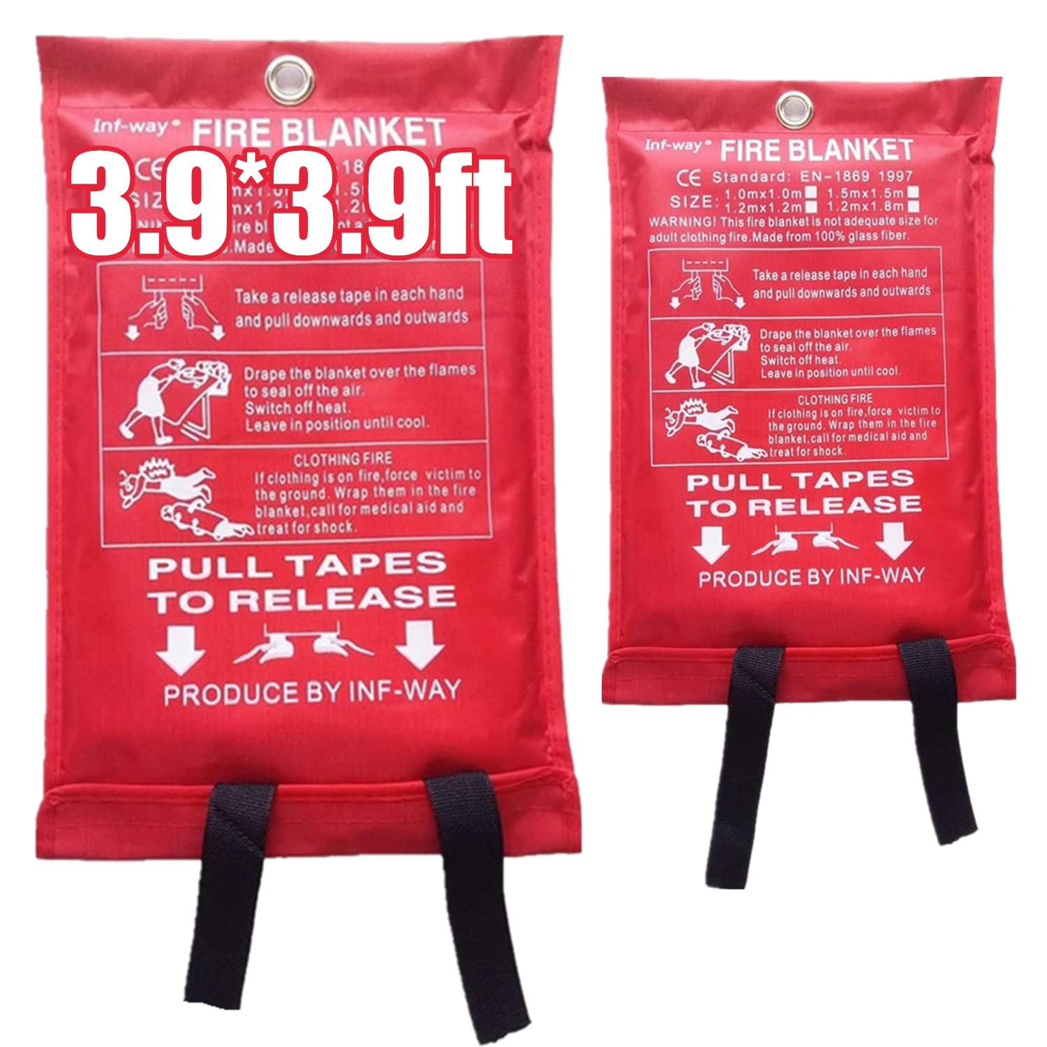 Manta ignífuga para el hogar, manta de fibra de vidrio para la cocina, protección ignífuga y aislamiento térmico, manta de seguridad ignífuga de emergencia para personas (2, M 47.2 x 47.2 pulgadas)