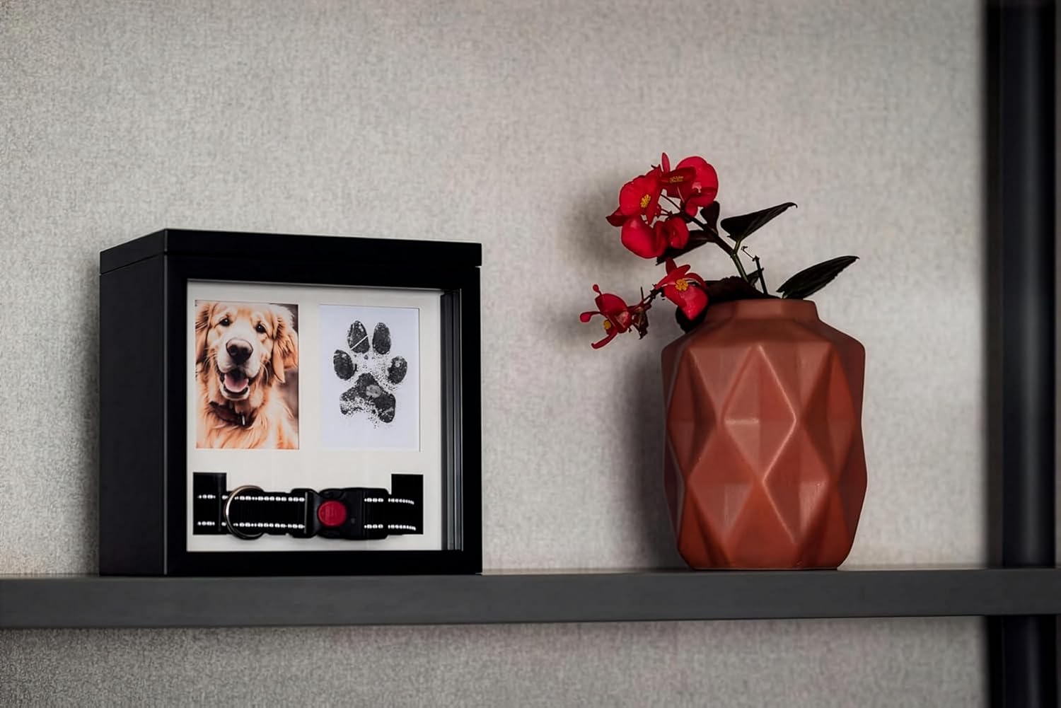 Dog Urn for Ashes, 4 Customizable Displays with Paw Print Ink Kit and Flannel Bag, Pet Urns for Dogs Ashes, Pet Cremation Box, Cat Urn for Ashes, Dog Ashes Keepsake (Black)