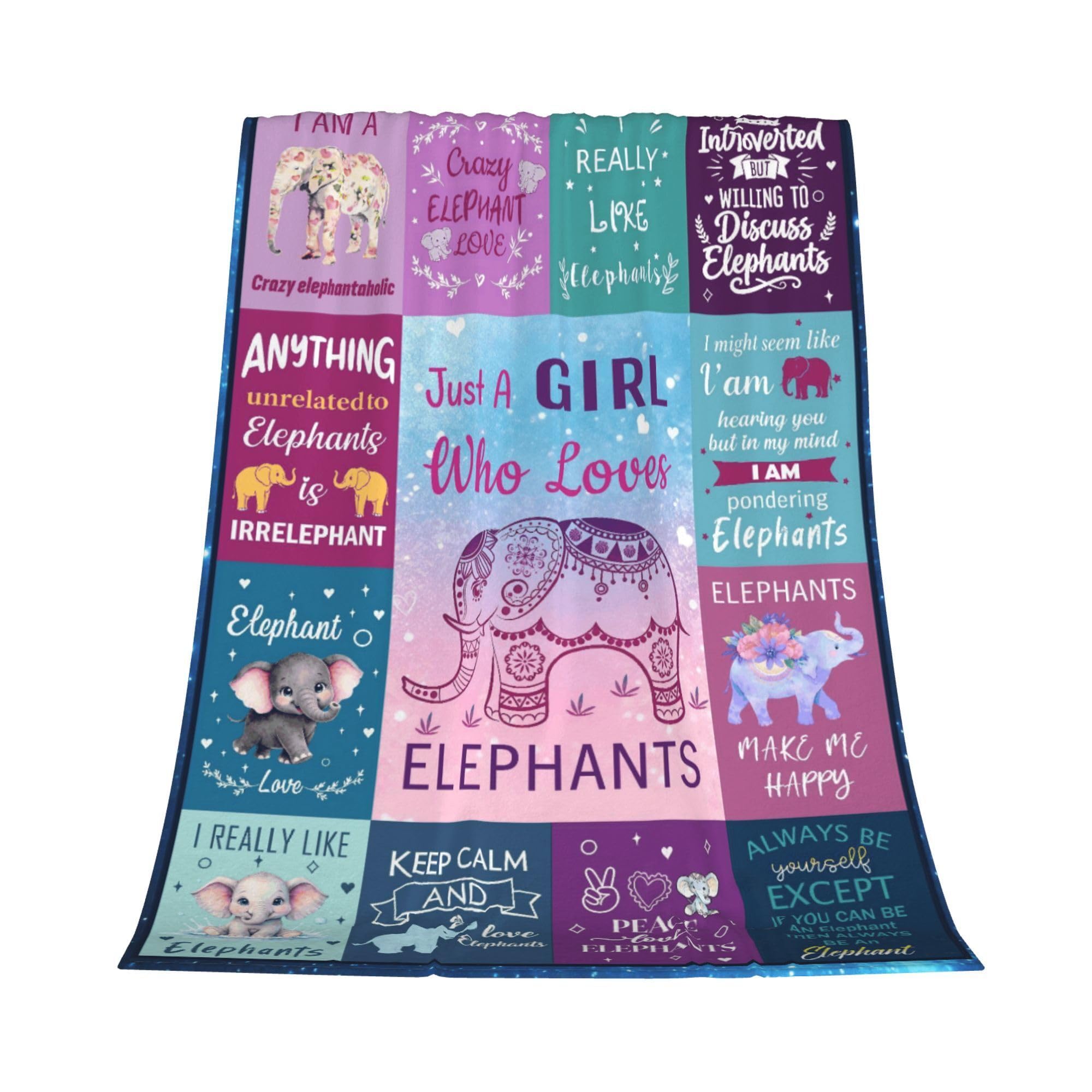 Gelasgo Elephant Throw Blanket 100x130cm Inch, Soft Flannel Elephant Gifts for Women & Men, Sofa Throw for Elephant Lovers, Christmas & Thanksgiving Gift