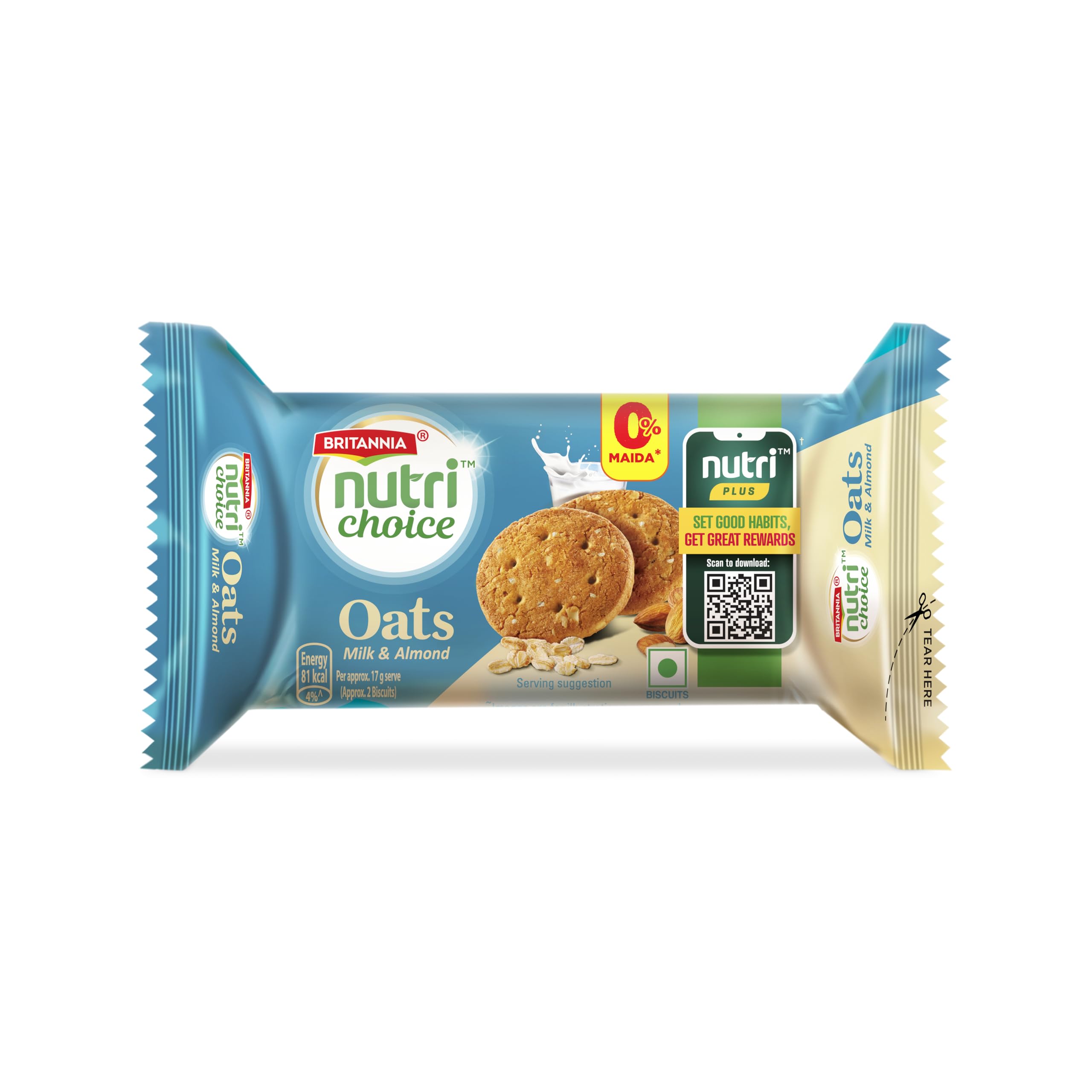 Britannia NutriChoice Almond Oats & Milk Biscuits 75g