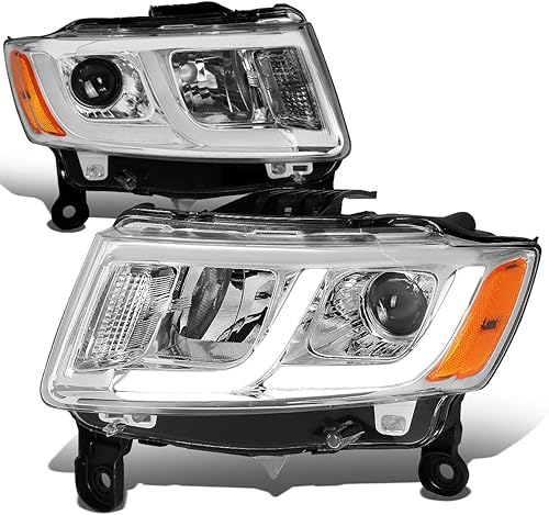 Auto Dynasty Luces LED dobles para faros delanteros compatibles con Jeep Grand Cherokee 2014-2016, lado del conductor y del pasajero, carcasa