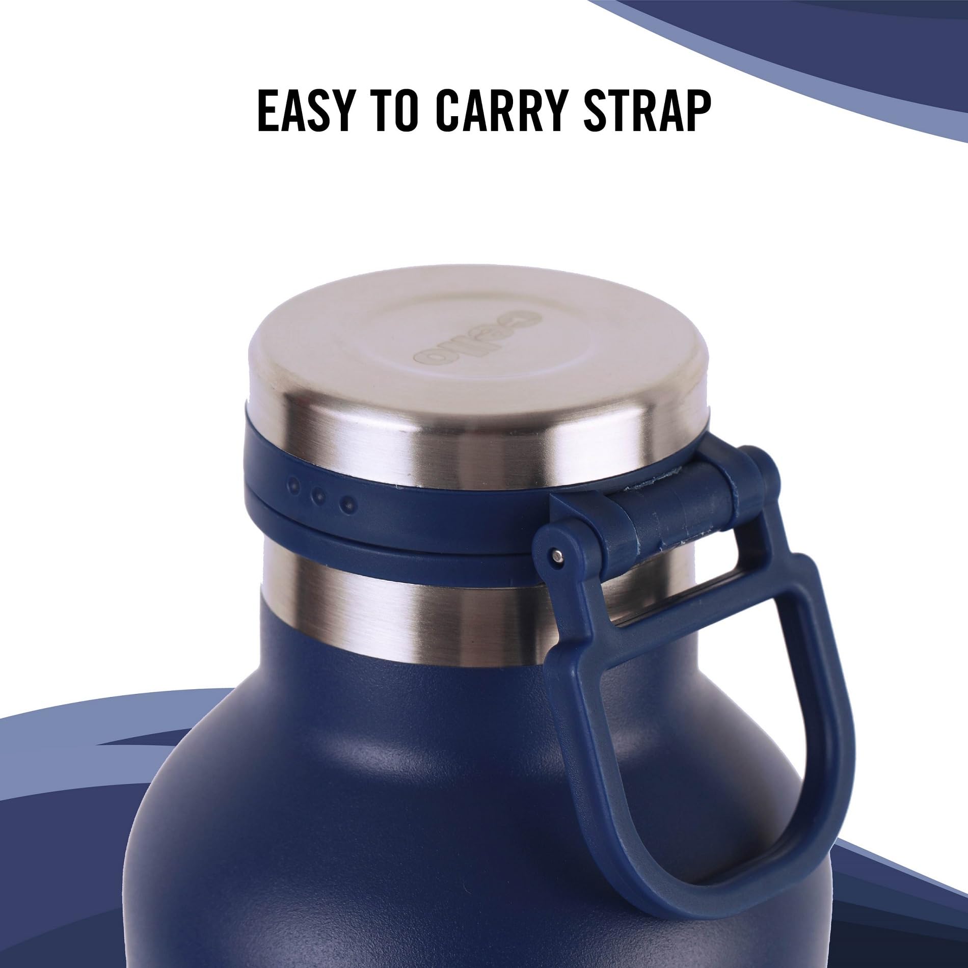 Cello Duro One Touch izolowana butelka na wodę ze stali nierdzewnej, trwała powłoka DTP, izolowana próżniowo butelka na podróż, do domu, biura, szkoły, 1000 ml, niebieska