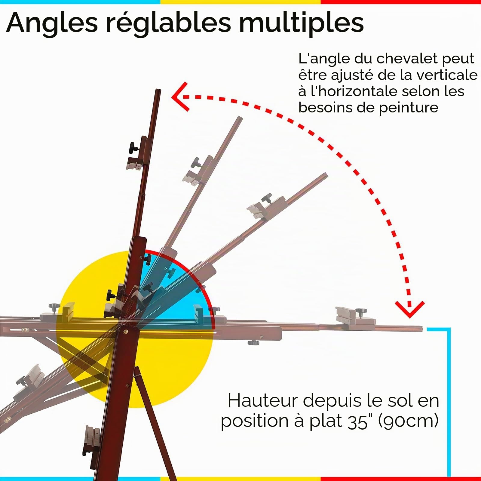 MEEDEN Multifonction Studio Chevalet: H-Frame Chevalet de Peinture pour Adultes, en Bois de Hêtre Massif avec Roues Avant, Peut Contenir des Toiles Jusqu'à 196cm