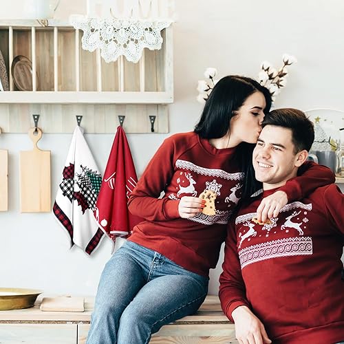 Miniatura 10 de Bencailor Juego de 6 paños de cocina de Navidad absorbentes de microfibra suave para casa de campo, 16 x 24 pulgadas, toallas de mano de invierno y