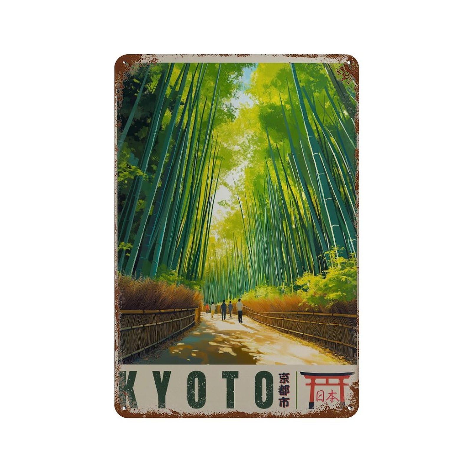 xiaoxiaoshen Kyoto Bamboo Forest Japan Travel Sagano Artwork Wall Decor Art Metal Tin Poster Modern Home Decor Art Home Bar Shop Decorations Vintage Sign 30x20cm