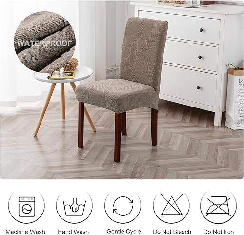 Miniatura 7 de Genina - Fundas impermeables para sillas de comedor, fundas elásticas de Jacquard, extraíbles y lavables, protector de silla para cocina, hotel,