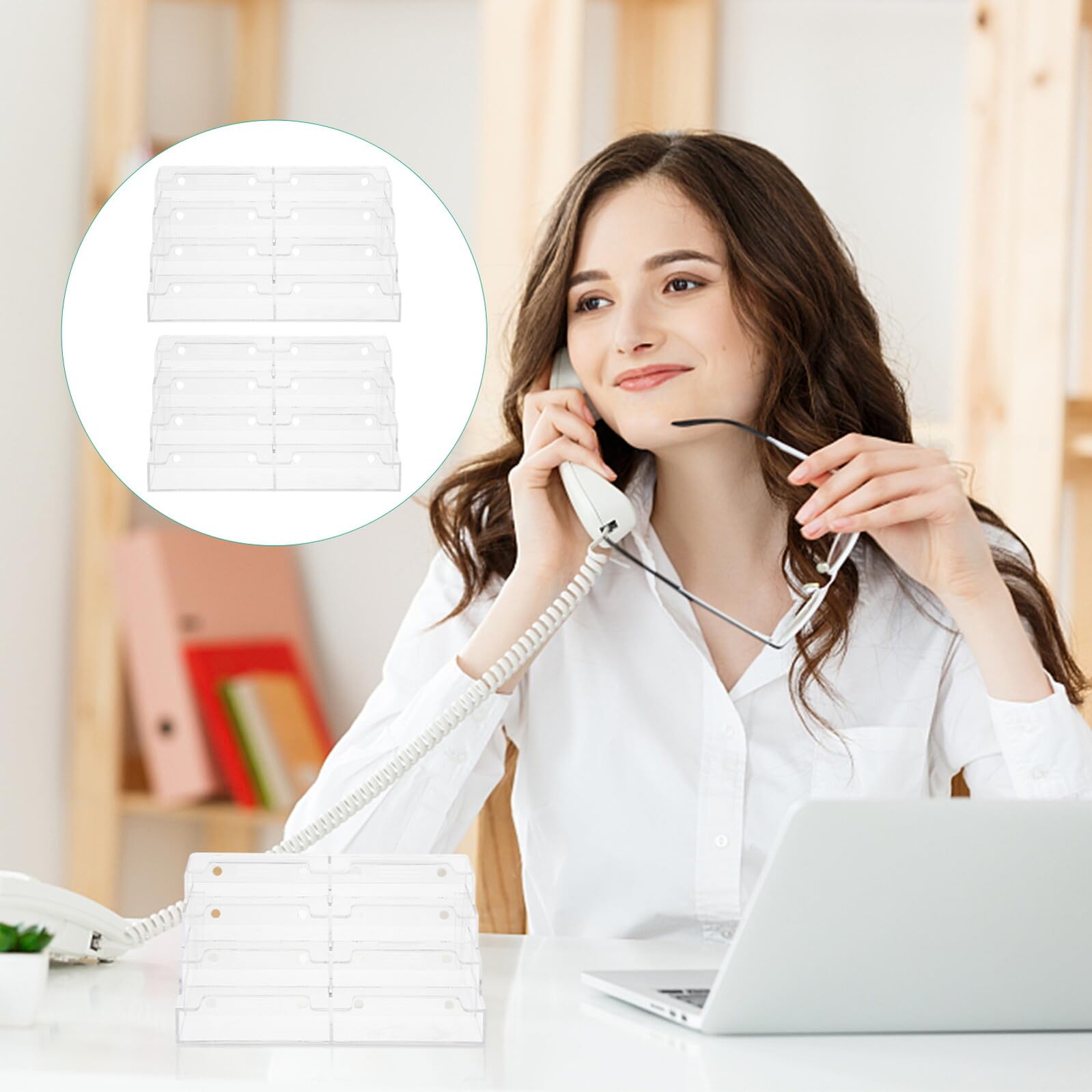 Caja de Tarjetas de Visita de Acrílico Transparente 2 Piezas | Organizador Compacto para Notas, Diseño Limpio y Ordenado, Uso en Escritorio y Habitación