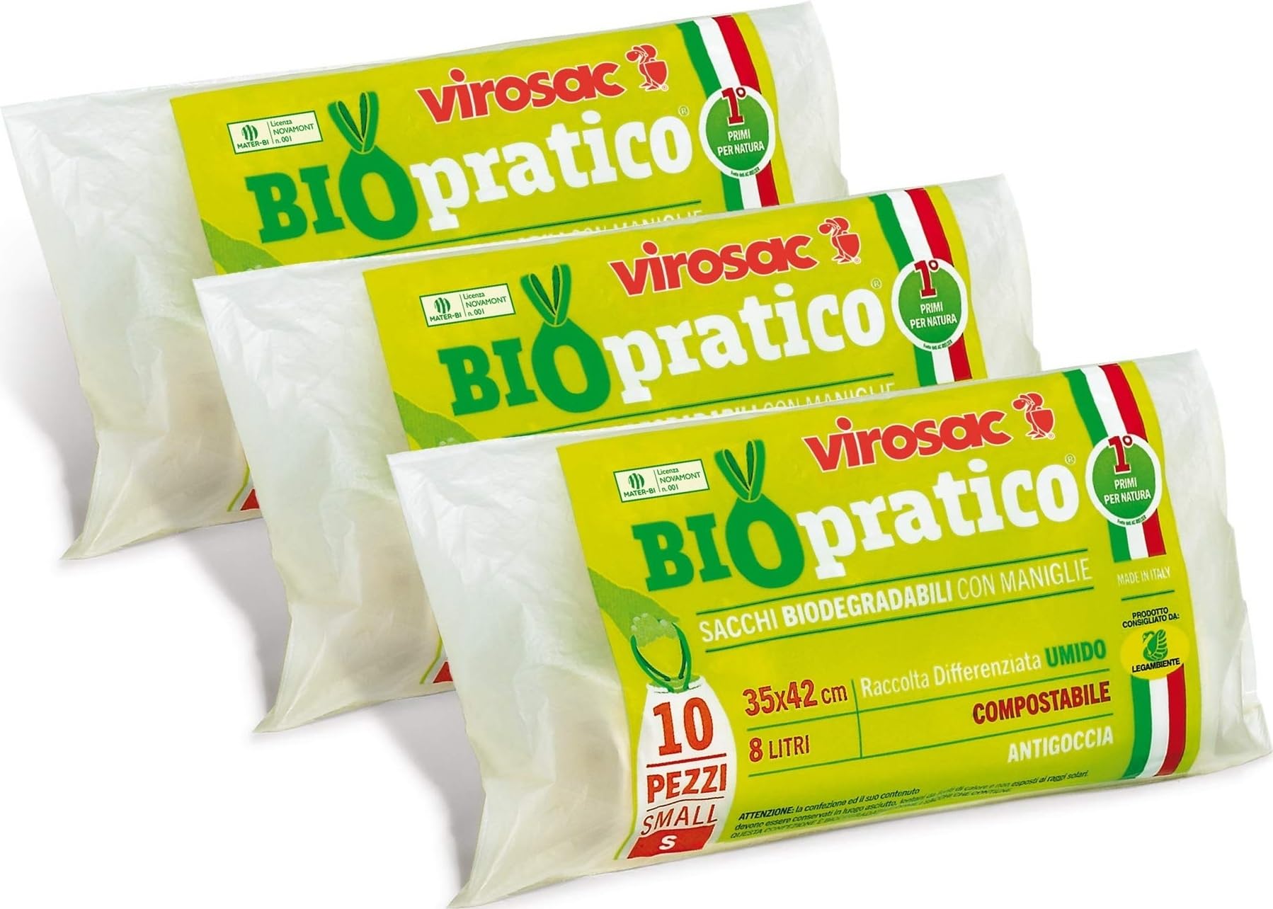 Virosac Biodegradable Waste Bags with Removable Handles - 30 Pieces