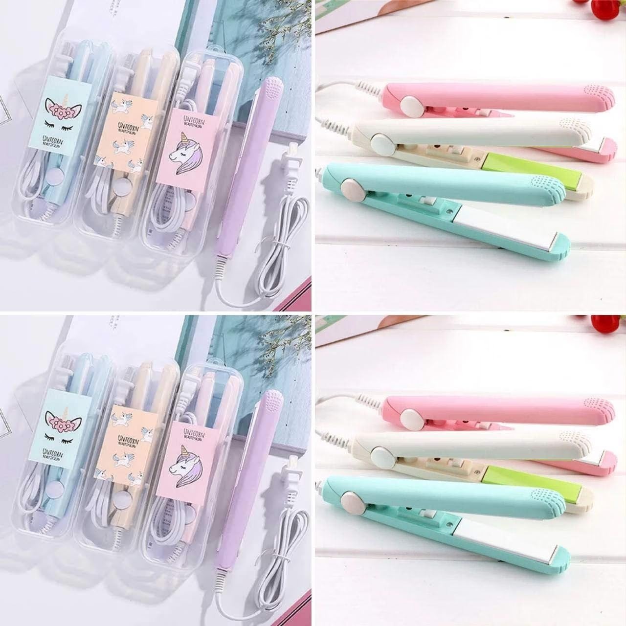 women beauty mini professional selfie hair straighteners specially designed for teen (assorted color)mini hair straightener for women | portable travel hair straightener with ceramic plates | fast heating, frizz-free styling tool for short hair, bangs & touch-ups (multi colour)