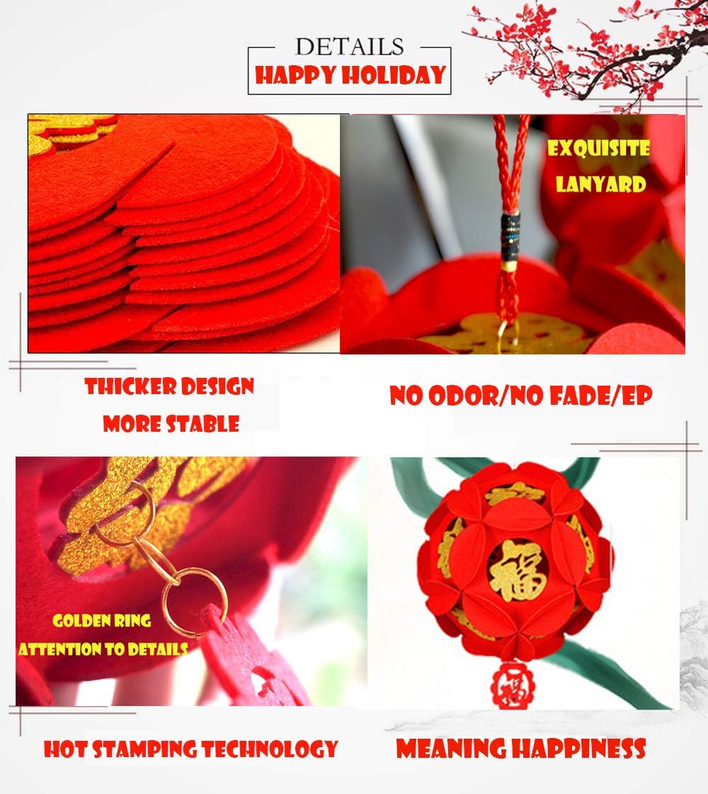 LOVENVOY Hydrangea Palace Lantern 2PCS Chinese New Year Decorations for Party Wedding Supplies Spring Festival Decorations Mid-Autumn Moon Festival Wedding Party Room Ornaments Gilt Red Lanterns - Image 3