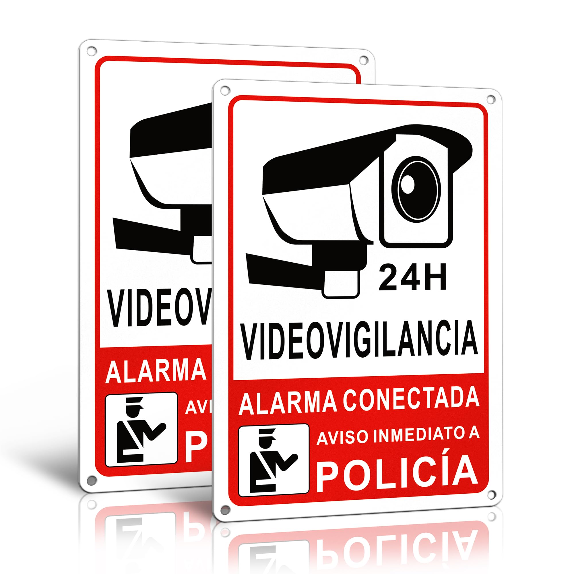 TAKULA 22 * 15CM Cartel Videovigilancia-Cartel Alarma Securitas Direct,2 Piezas Pegatinas Alarma Casa con Cuatro Orificios Pretaladrados