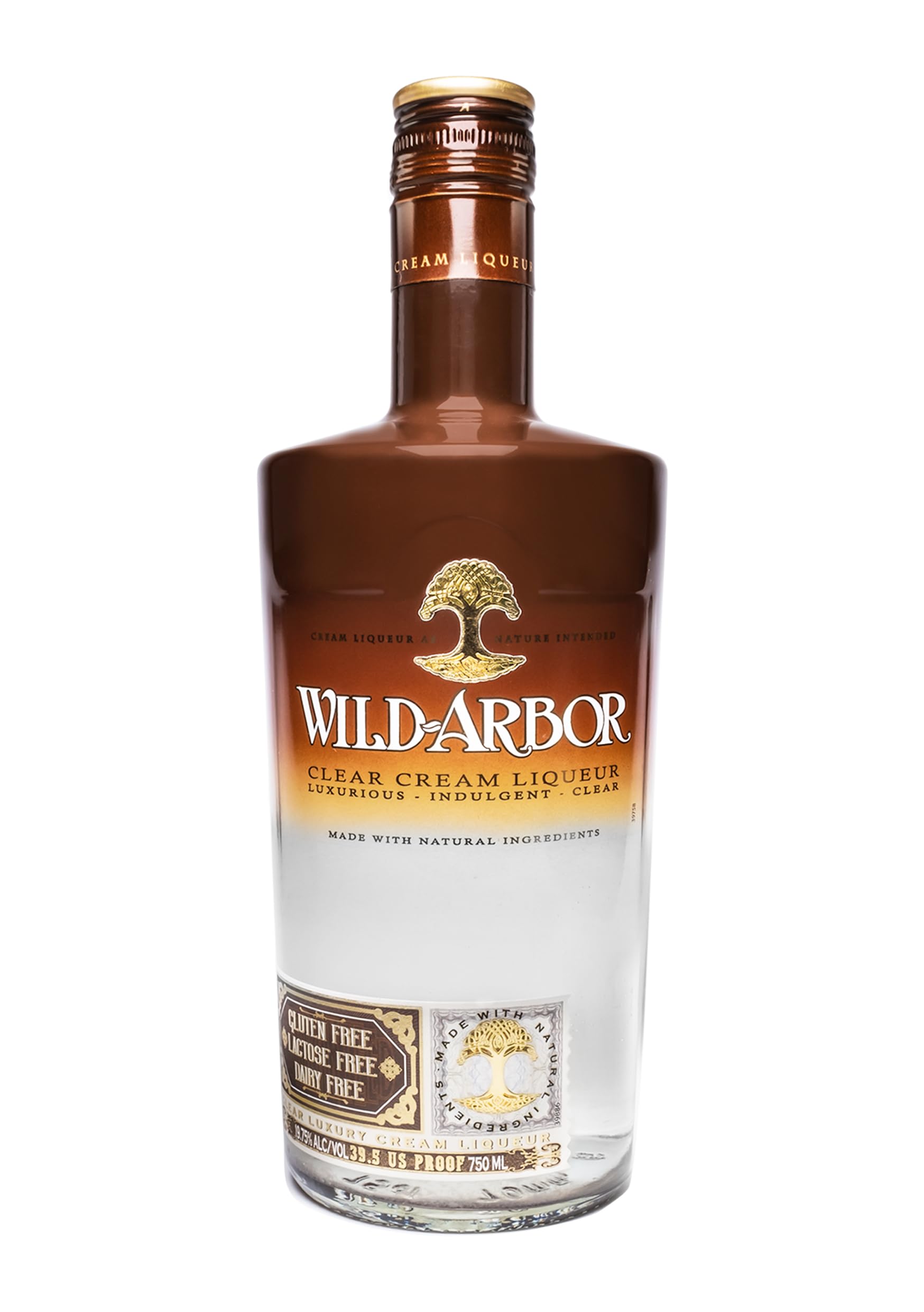 Clear Crème Liqueur - 70cl - 19.8% ABV - Clear Irish Cream Liqueur - Wild-Arbor Plant Based Liqueurs - Free From Gluten, Dairy, Artificial Ingredients & GMOs