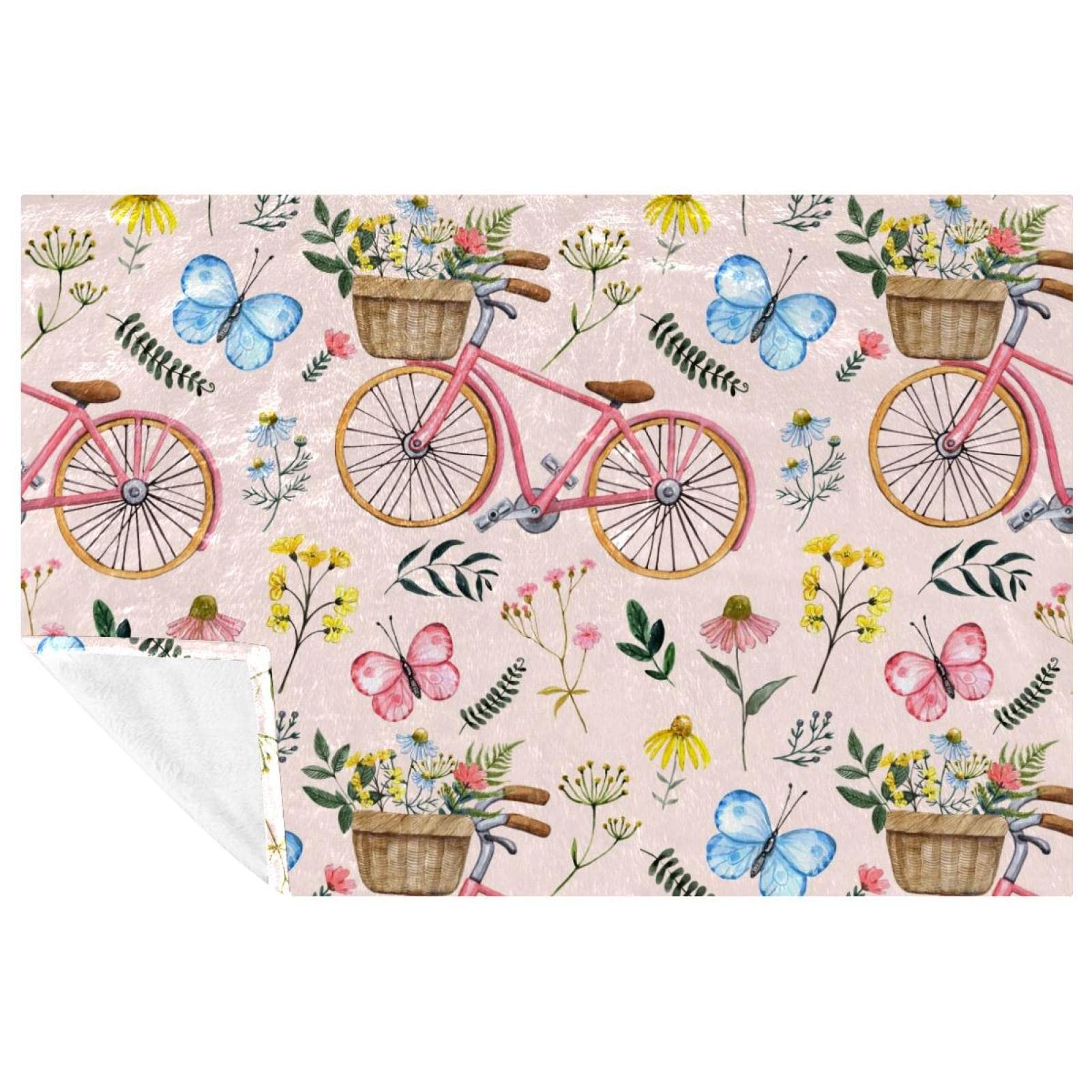 Couverture pique-nique et camping motif vélo fleuri pour l'extérieur