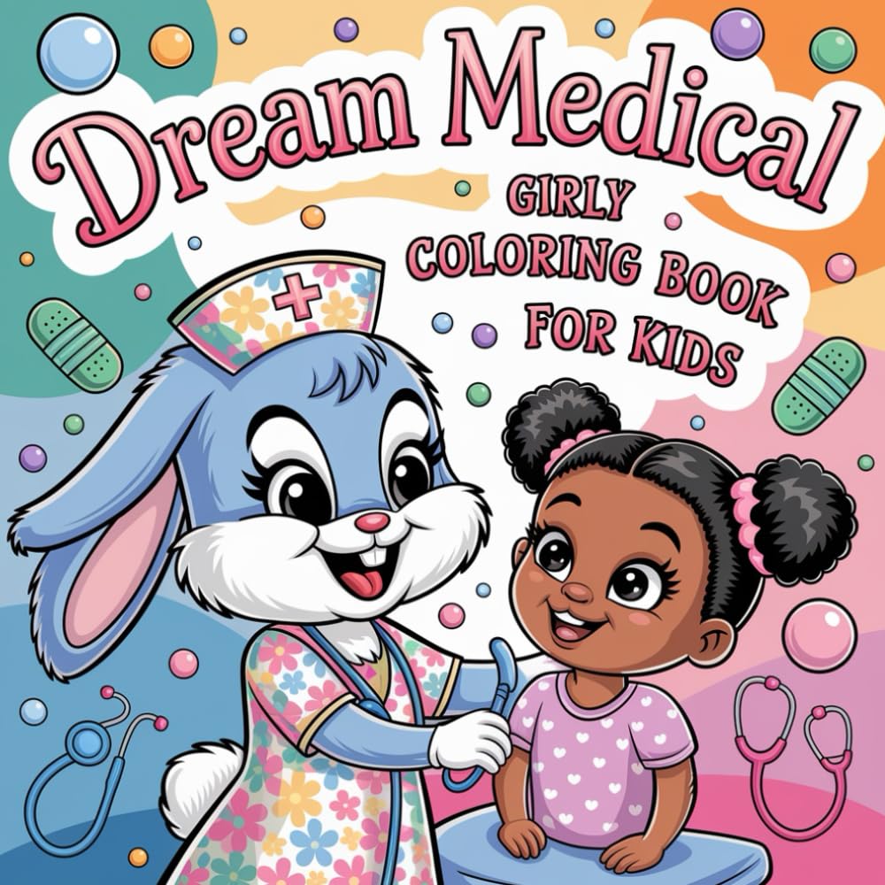 Dream Medical Girly Coloring Book: 50 Cute Hospital Illustrations featuring Bunny Doctors, Superhero Nurses, and Brave Patient Bears