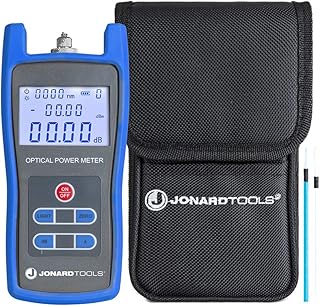 Jonard Tools FPM-50 High Precision Fiber Optic Power Meter (-50 to +26 dBm) with FC/SC Adapters for PC/UPC/APC Connectors with Included Carry Case