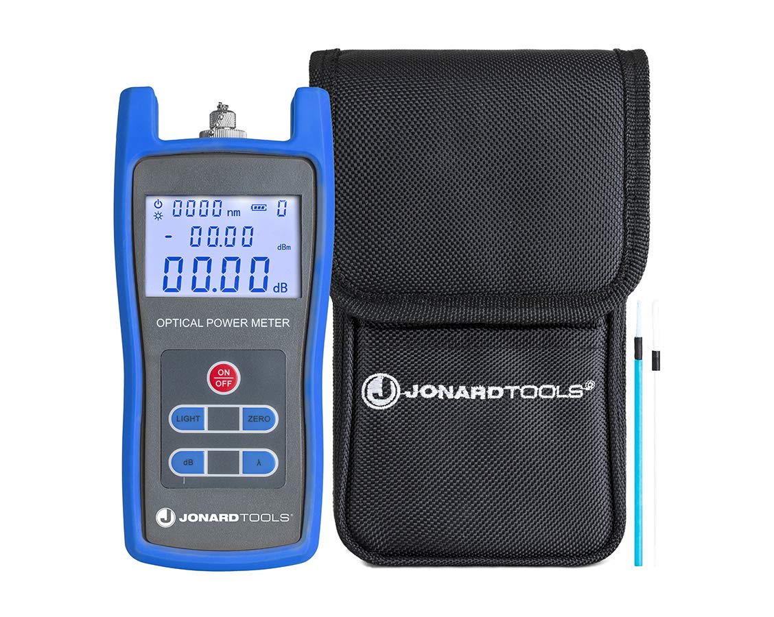 Jonard Tools FPM-50 High Precision Fiber Optic Power Meter (-50 to +26 dBm) with FC/SC Adapters for PC/UPC/APC Connectors with Included Carry Case