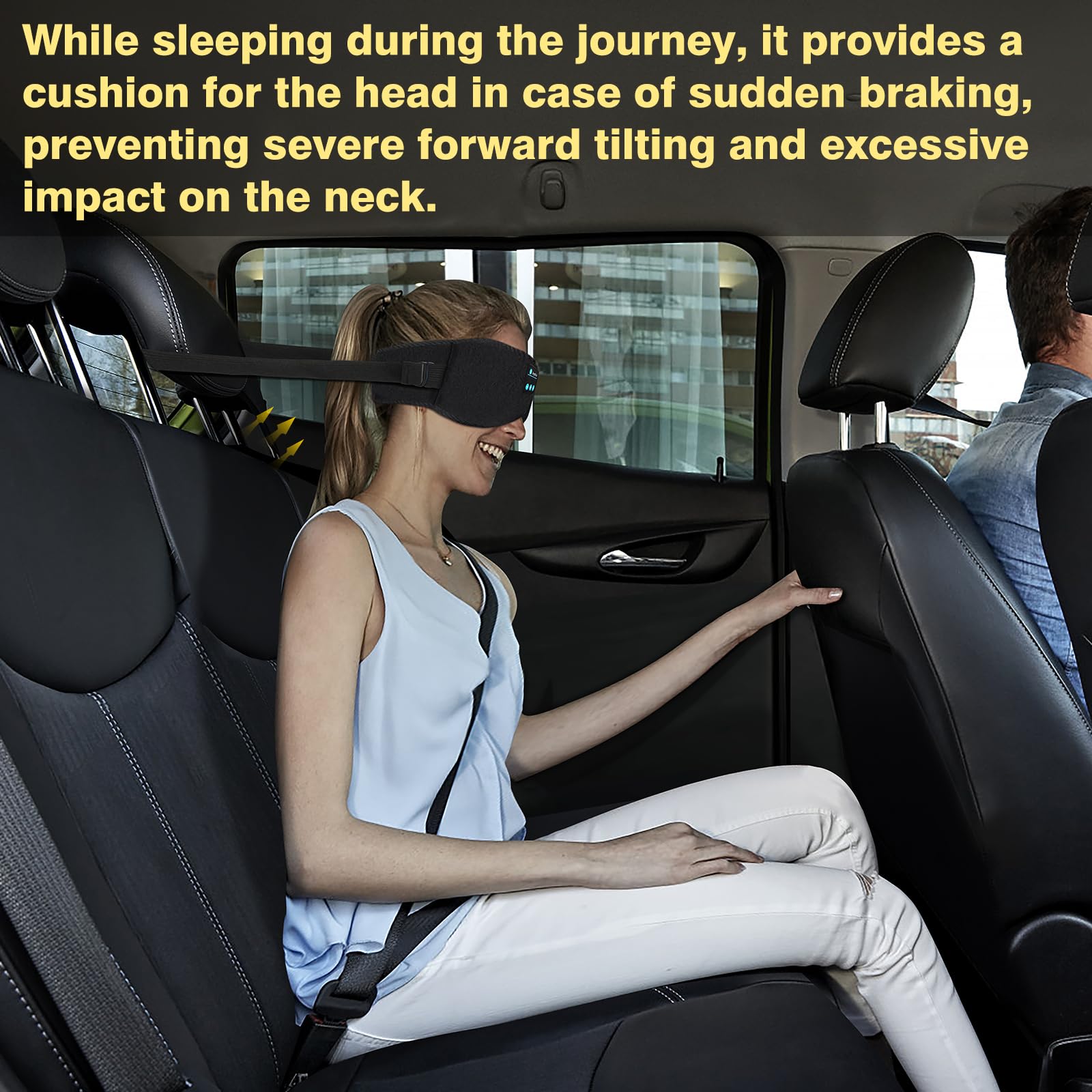 Joythink Auriculares para dormir, máscara de dormir Bluetooth con altavoz, máscara para dormir en coche, auriculares inalámbricos, accesorios de viaje para vuelos largos