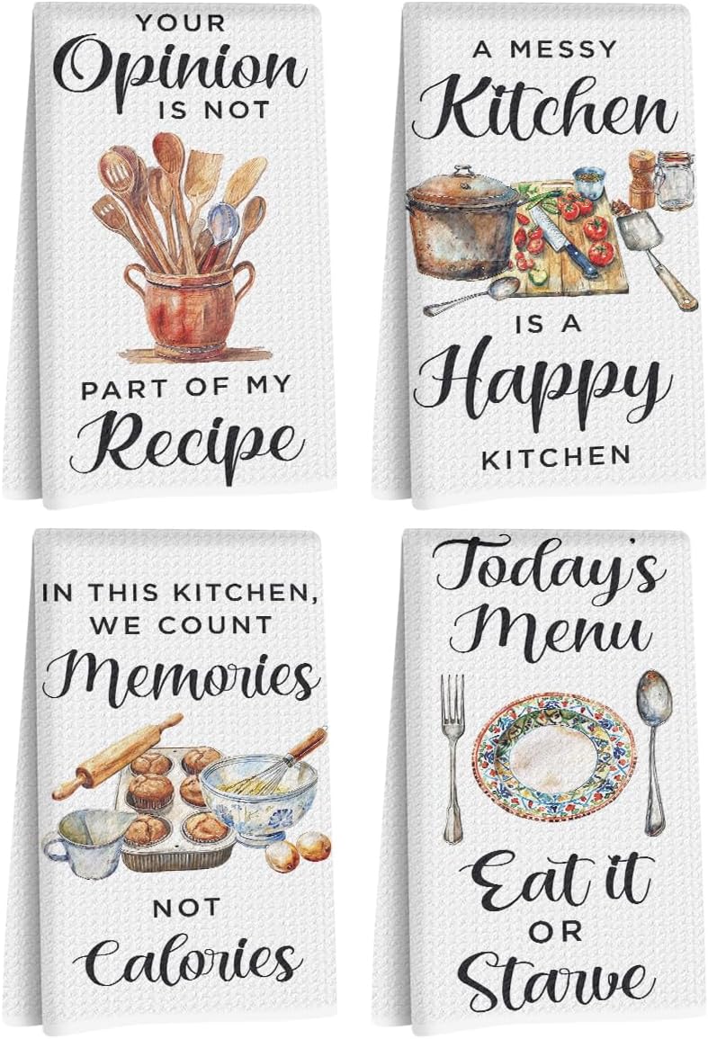 4 Pcs Funny Kitchen Towels Dish Towels