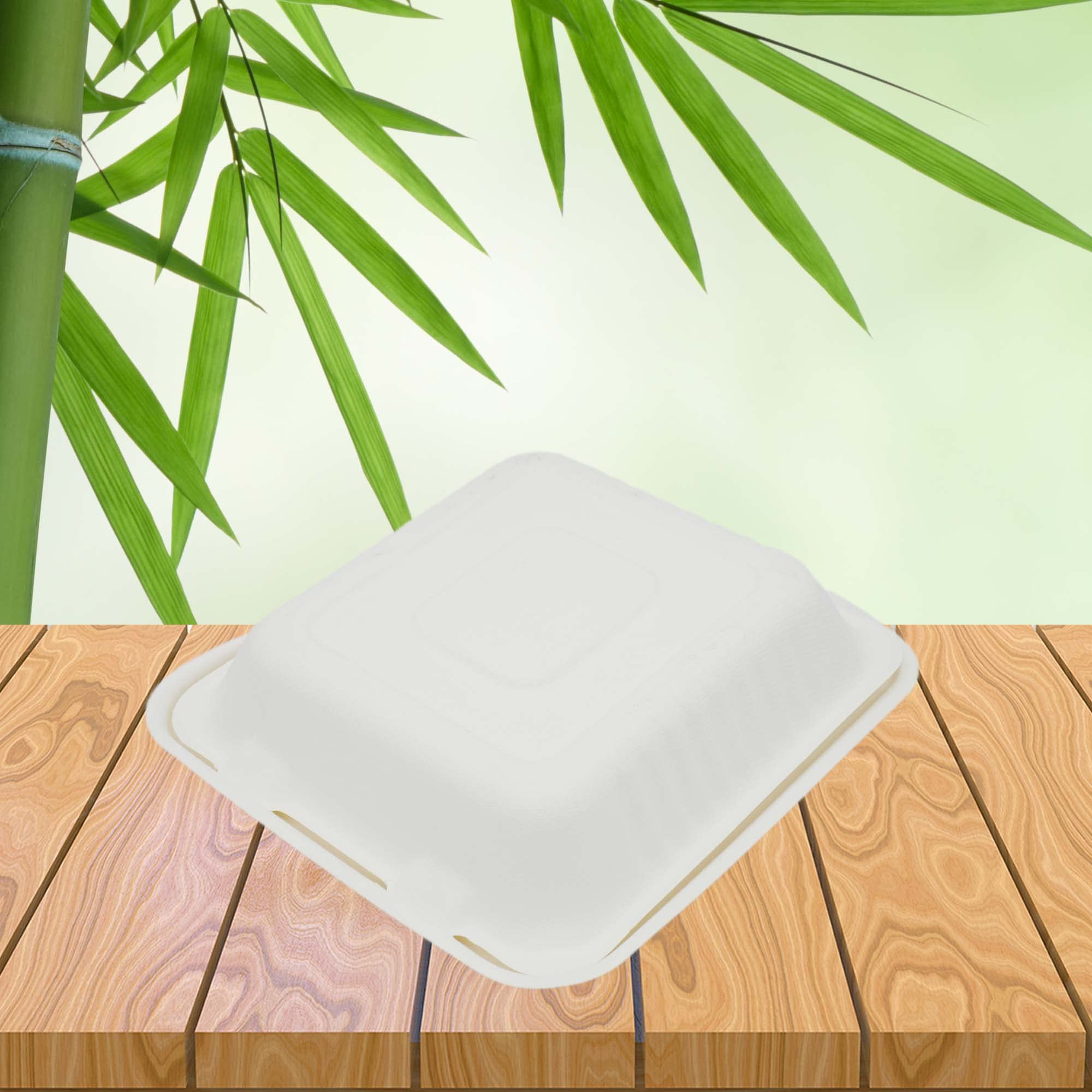 BeTasty Menübox 3-geteilt 1250ml Zuckerrohr 232x232x76mm 100 Stück