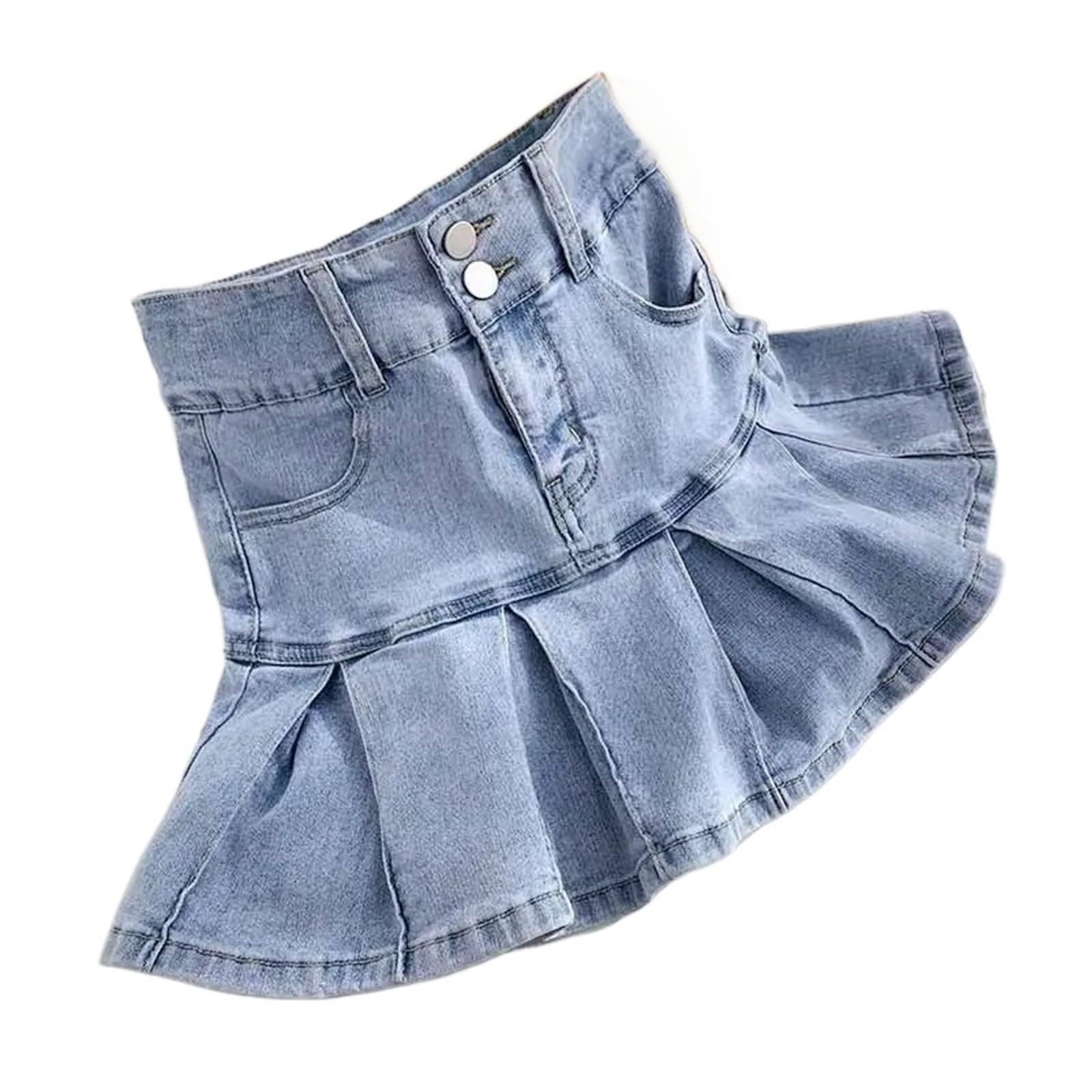 Minifalda Plisada de Corte A Falda Corta Mezclilla Cintura Alta for Mujer para Mujer