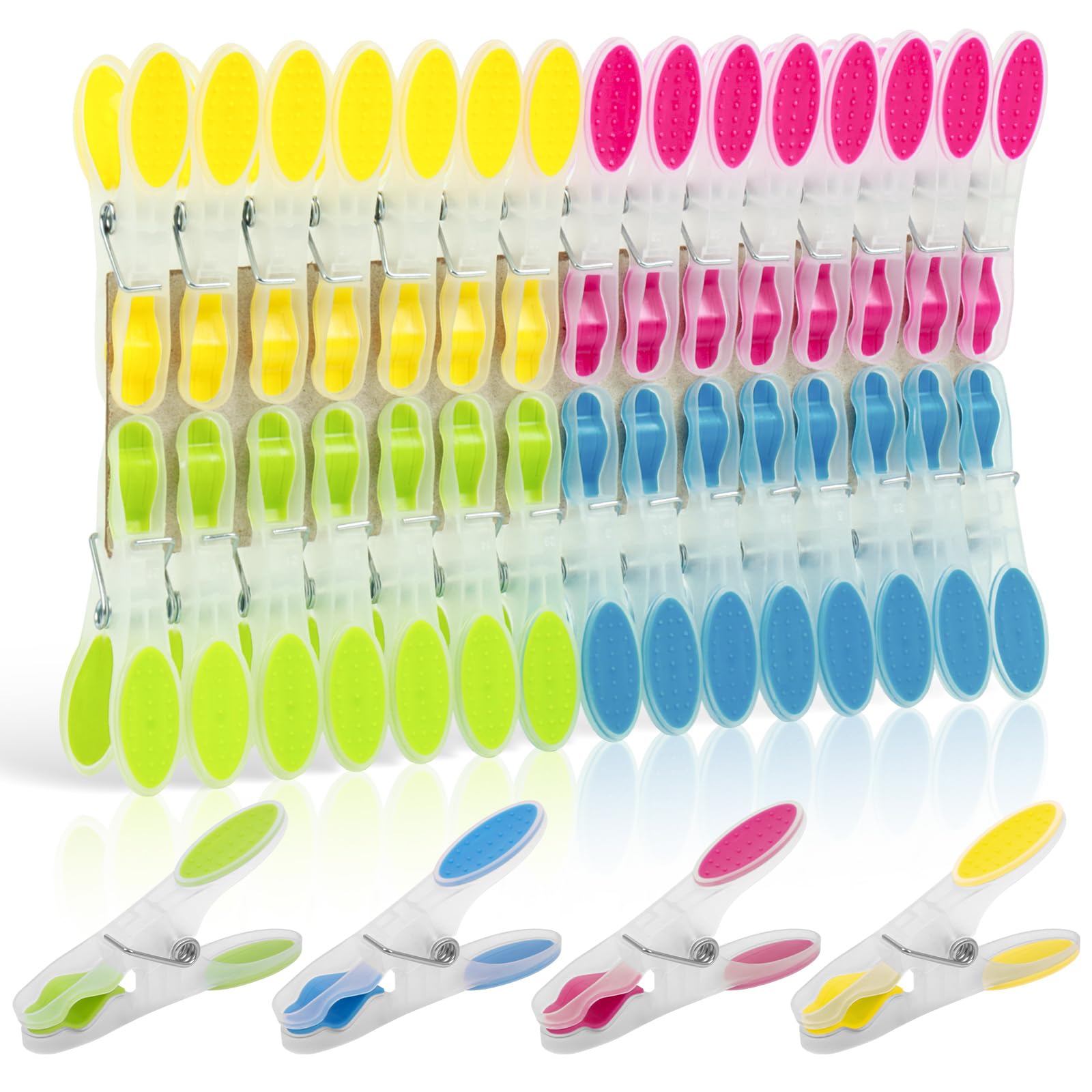 TIECHI 30PCS Clothes Pegs for Washing Line, Extra Strong Washing Pegs with Durable Spring, 4 Colors Non Slip Laundry Pegs for Home Garden Outside