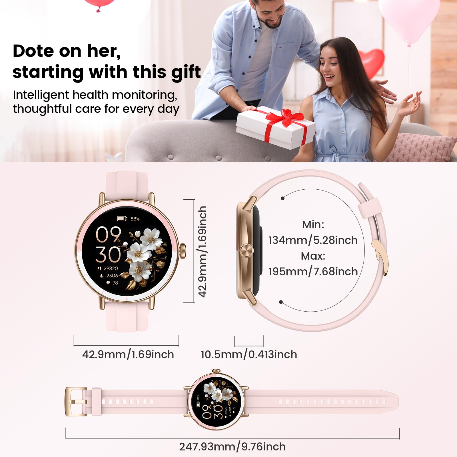 Reloj Inteligente Mujer, 1.27" HD Smartwatch Mujer con Llamadas Bluetooth, 2026 Smart Watch con Pulsómetro/Monitor de Sueño/Podómetro, IP68 Pulsera Actividad con 110+ Modos Deportivos para Android iOS — view 8