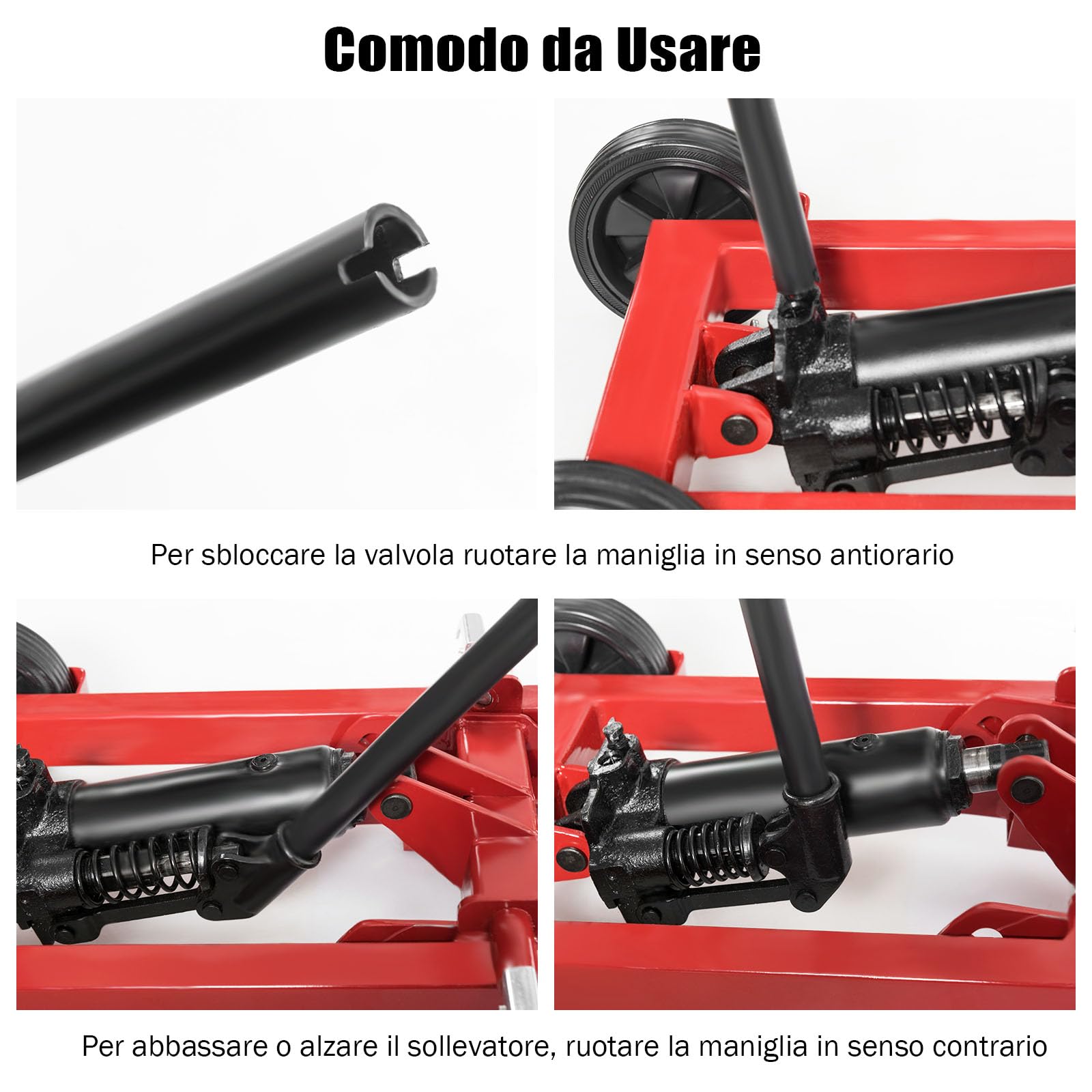 GYMAX Sollevatore Portatile per Tosaerba, Supporto Idraulico Pieghevole con 2 Ruote, 3 Altezze Regolabili, Capacità di Carico 227 KG, Piattaforma di Sollevamento Idraulica per Tosaerba, Trattori