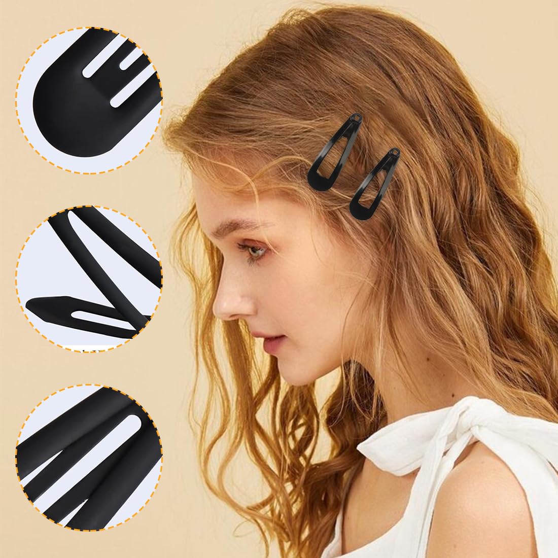 50 Pezzi Mollette Capelli Clip Fermagli per Capelli Bambina Ragazza Donne Metallo Nero