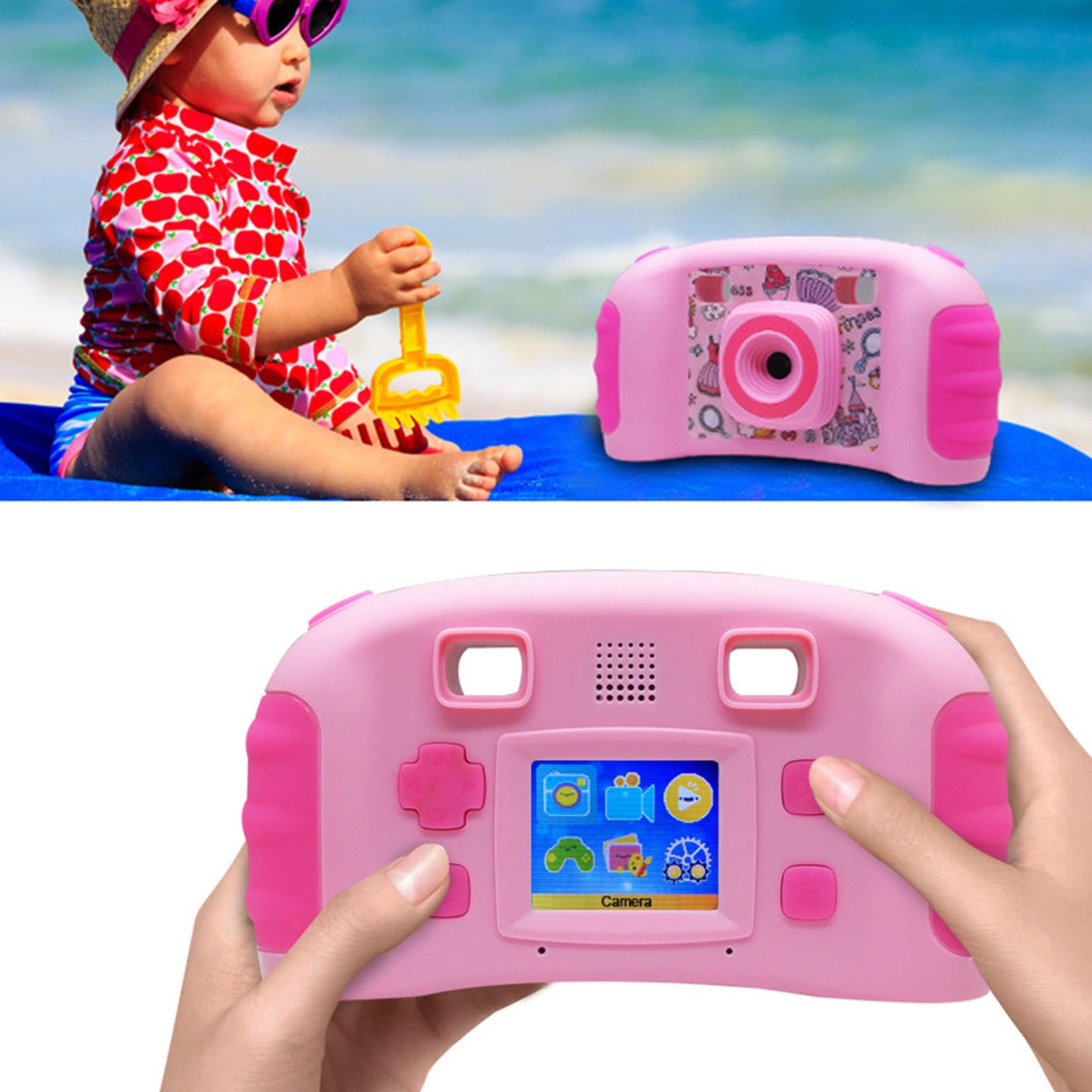 Cuifati Videocamera Giocattolo per Bambini con Voce, Schermo da 1,77