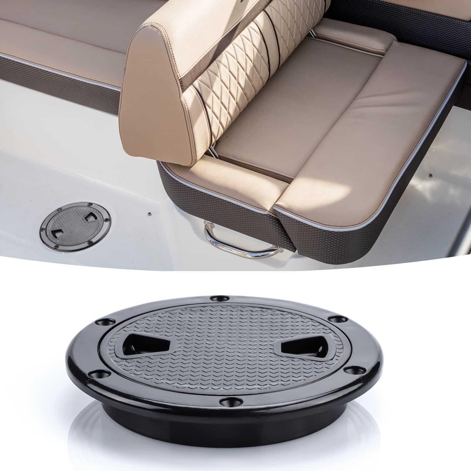 Smartmarine 10 cm pokrowiec na właz łodzi czarny okrągły antypoślizgowy właz inspekcyjny 10 cm 15 cm 20 cm (10 cm), właz pokładowy