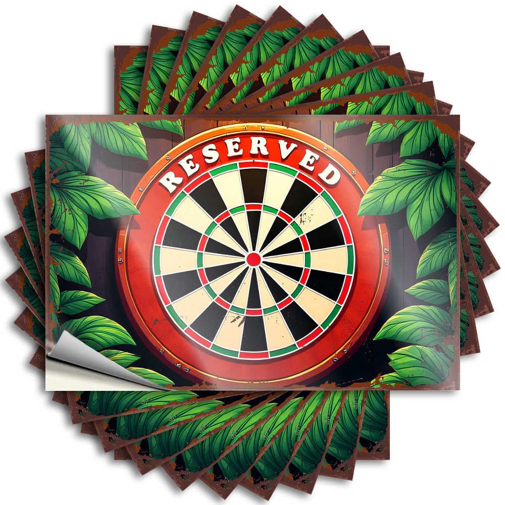 Decal Must Peel and Stick - Reserved Dart Board with Lush Green Leaves Helmet Square Waterproof Vinyl for Motorcycle(8X12CM)