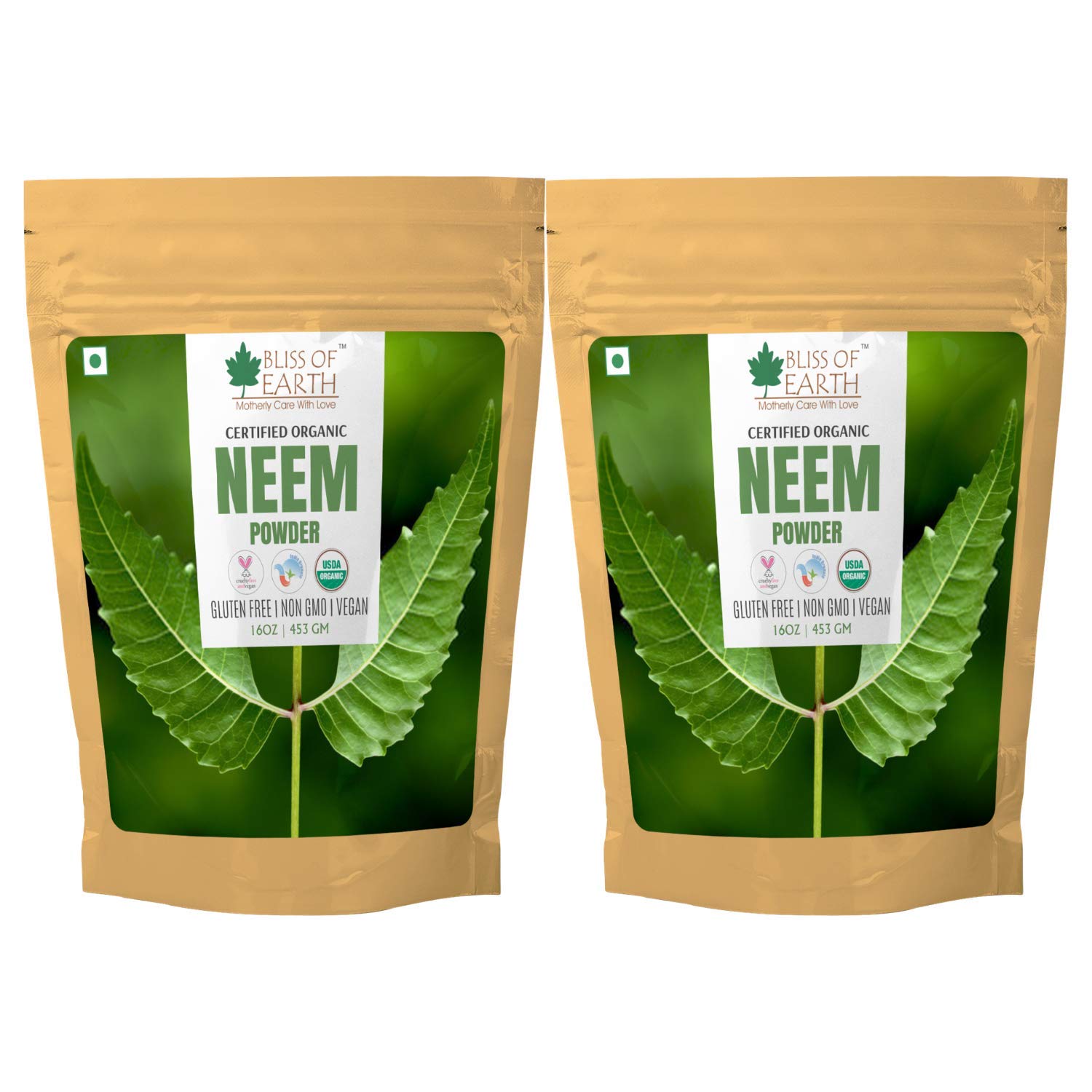 Bliss of Earth Neem Leaves Powder 453gm Organic For Skin Face Pack Acne Control Pack Of 2
