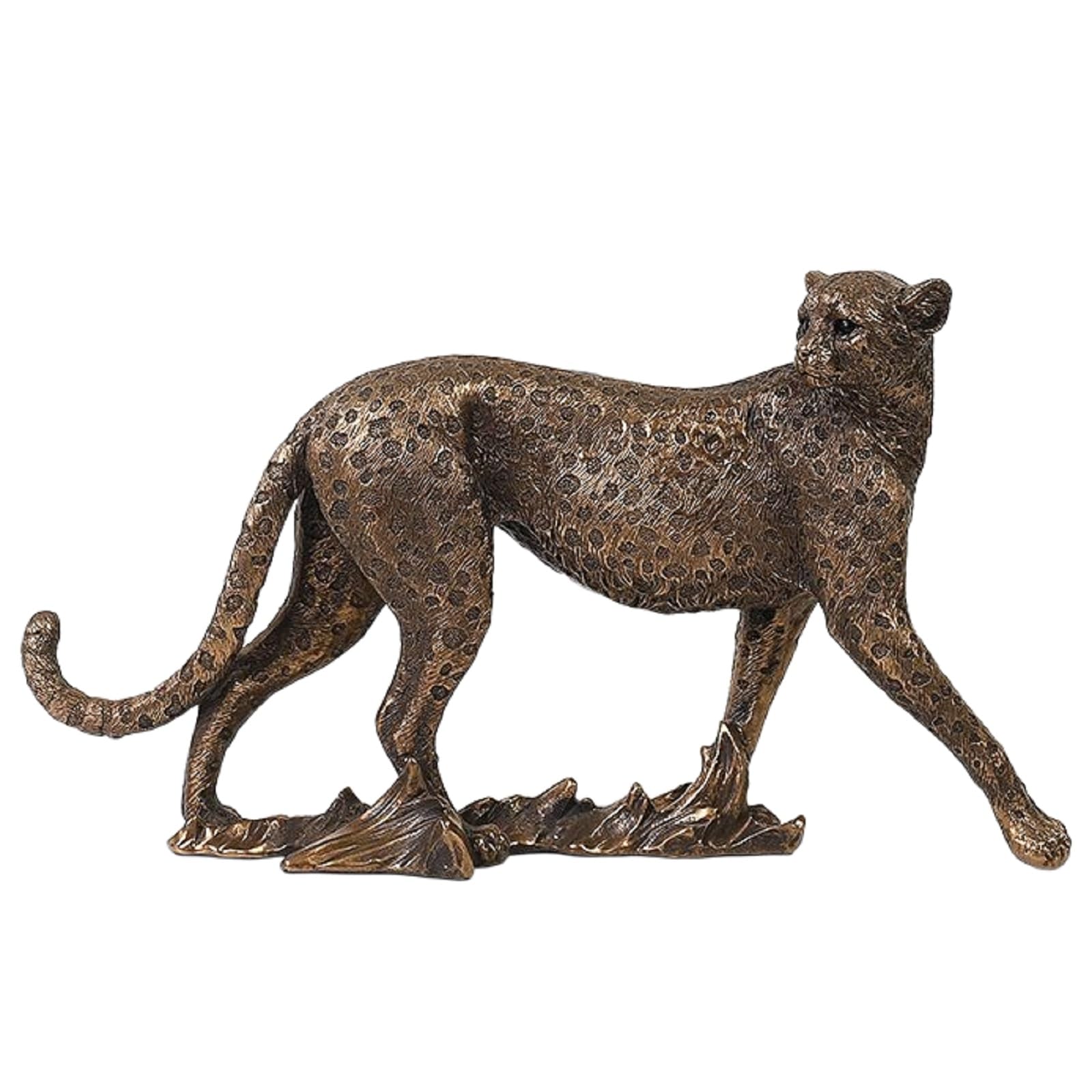 Bafnsiji Resin Cheetah Statue, Animal Sculpture Figurine Ornament, Garden Statue, Resin Sitting Adult Cheetah Animal Sculpture, Leopard Sculpture Table Desktop Decoration,B