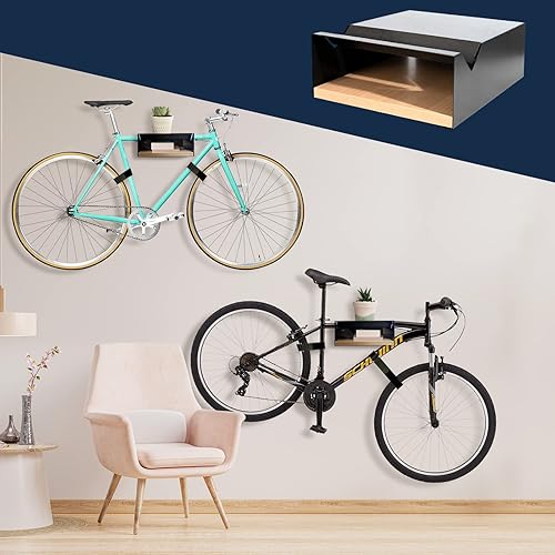Miniatura 6 de MOSHAY Soporte de pared para bicicleta S-Rack Soporte de bicicleta de madera de aluminio - Soporte de bicicleta para bicicleta de carretera Gravel