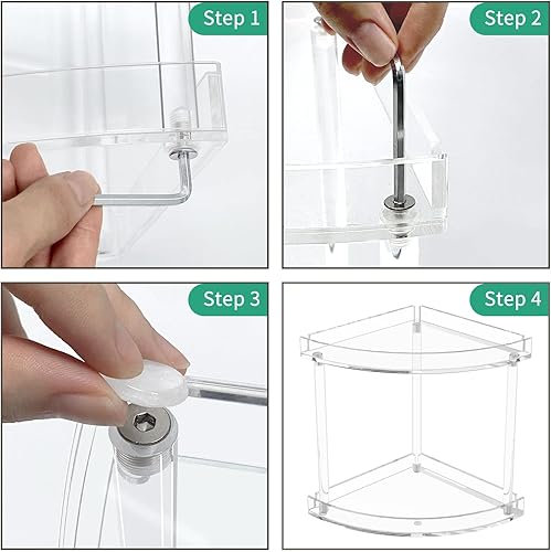 Miniatura 6 de NPPLUS Organizador acrílico de 2 niveles para encimera de baño, organizador de esquina de encimera de baño transparente, estante de almacenamiento