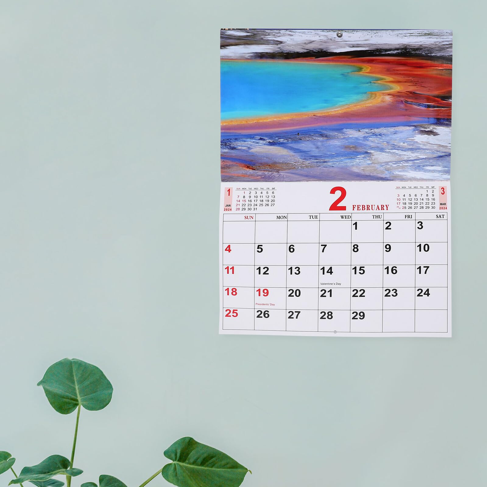 DOITOOL Wandkalender Querformat mit Landschaftsfotos Robuster Monatskalender zum Aufhängen Praktischer Home Hanging Calendar für Tägliche Terminplanung und Ereignisnotizen