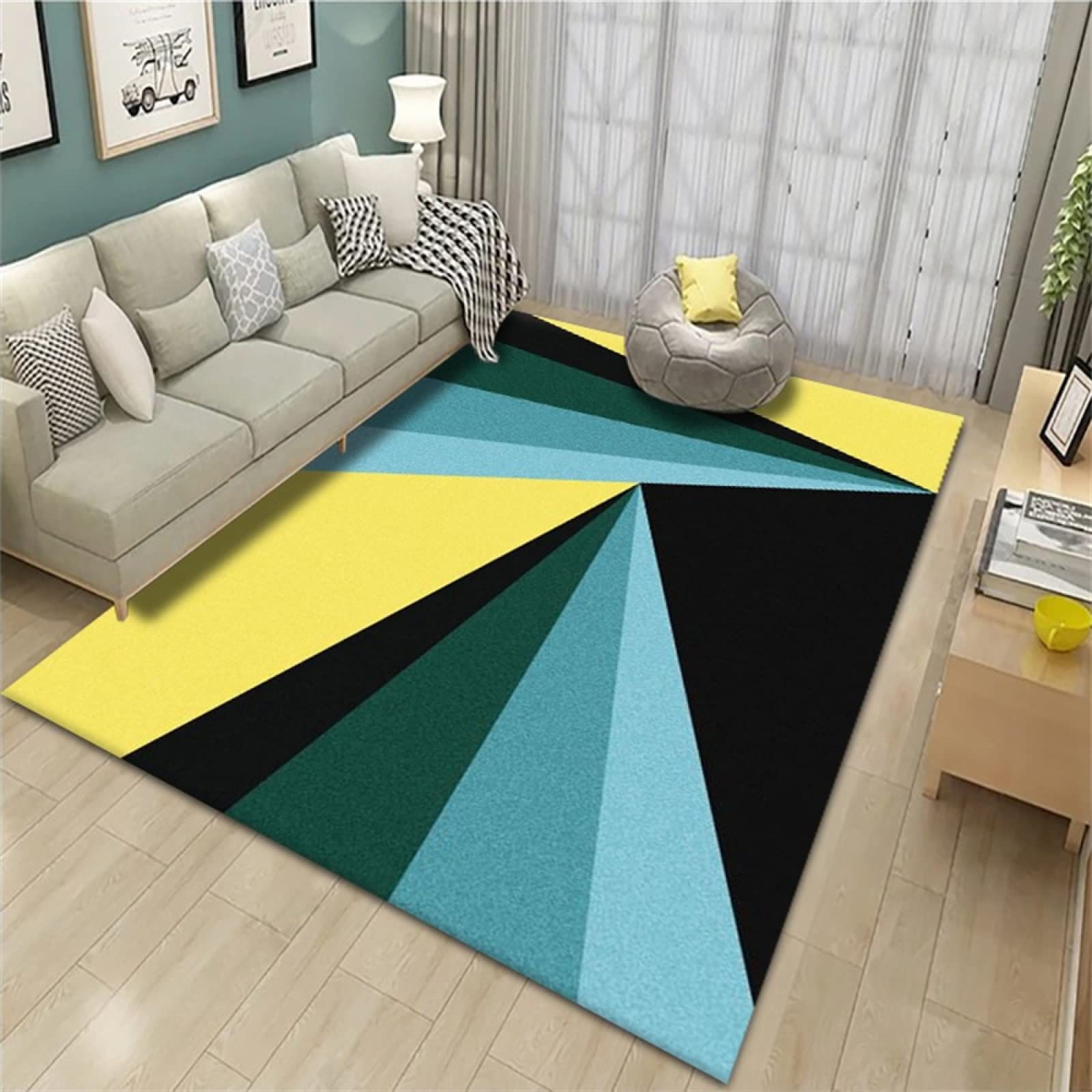 Tapis design salon multicolore et graphique pour la décoration d'une chambre ado fille