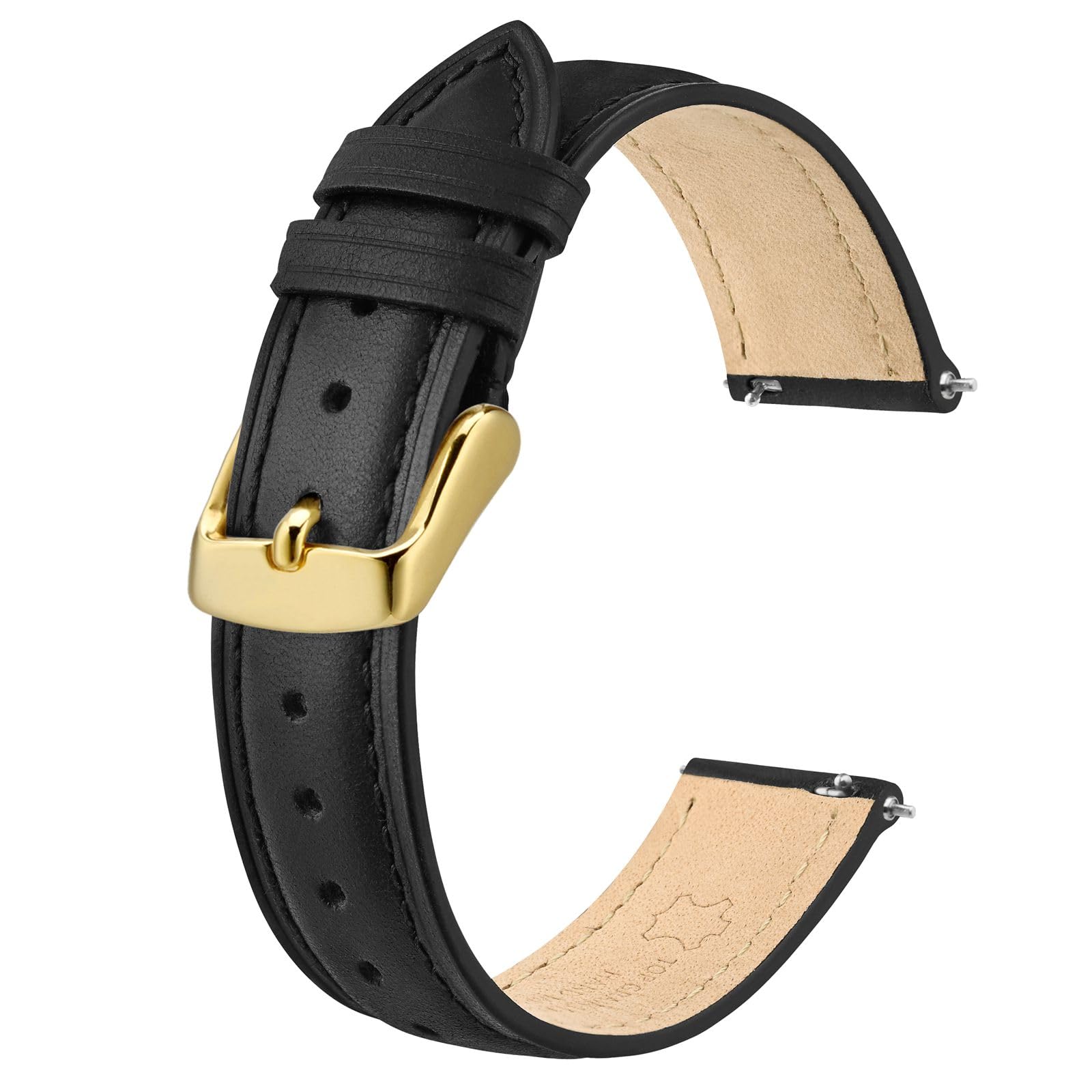 BISONSTRAP Eleganti Cinturino per Orologi in Pelle, Sgancio Rapido, Cinturino da Donna e da Uomo, Compatibili con Anse dell'orologio da 12mm 14mm 15mm 16mm 18mm 20mm