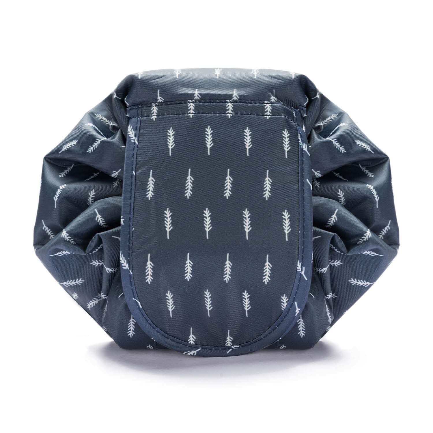 Kosmetiktasche, Kosmetikbeutel Quick Make-Up Beutel Schmink-Tasche Kulturtasche mit Kordelzug Navy Federn